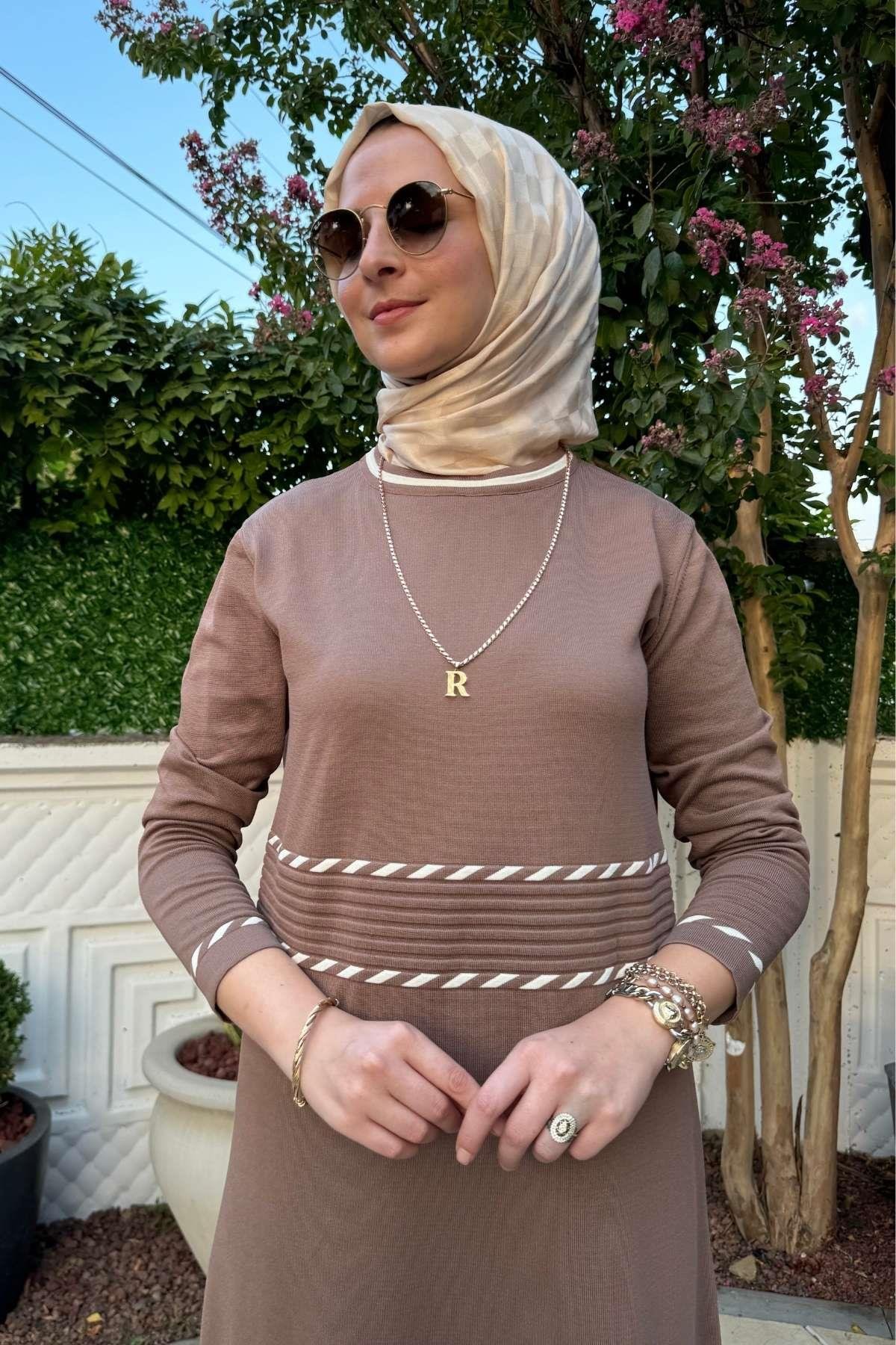 Armağan Camel Triko Elbise | Rabia Şamlı | Tesettür Giyim, Elbise ve Kadın Giyim Modası