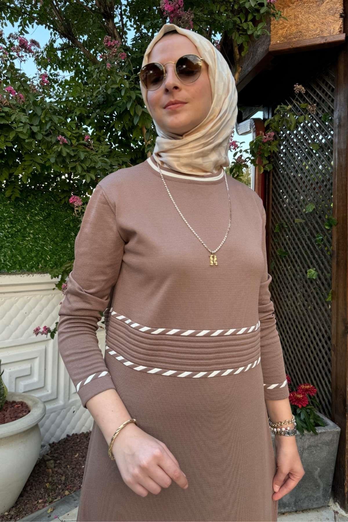 Armağan Camel Triko Elbise | Rabia Şamlı | Tesettür Giyim, Elbise ve Kadın Giyim Modası