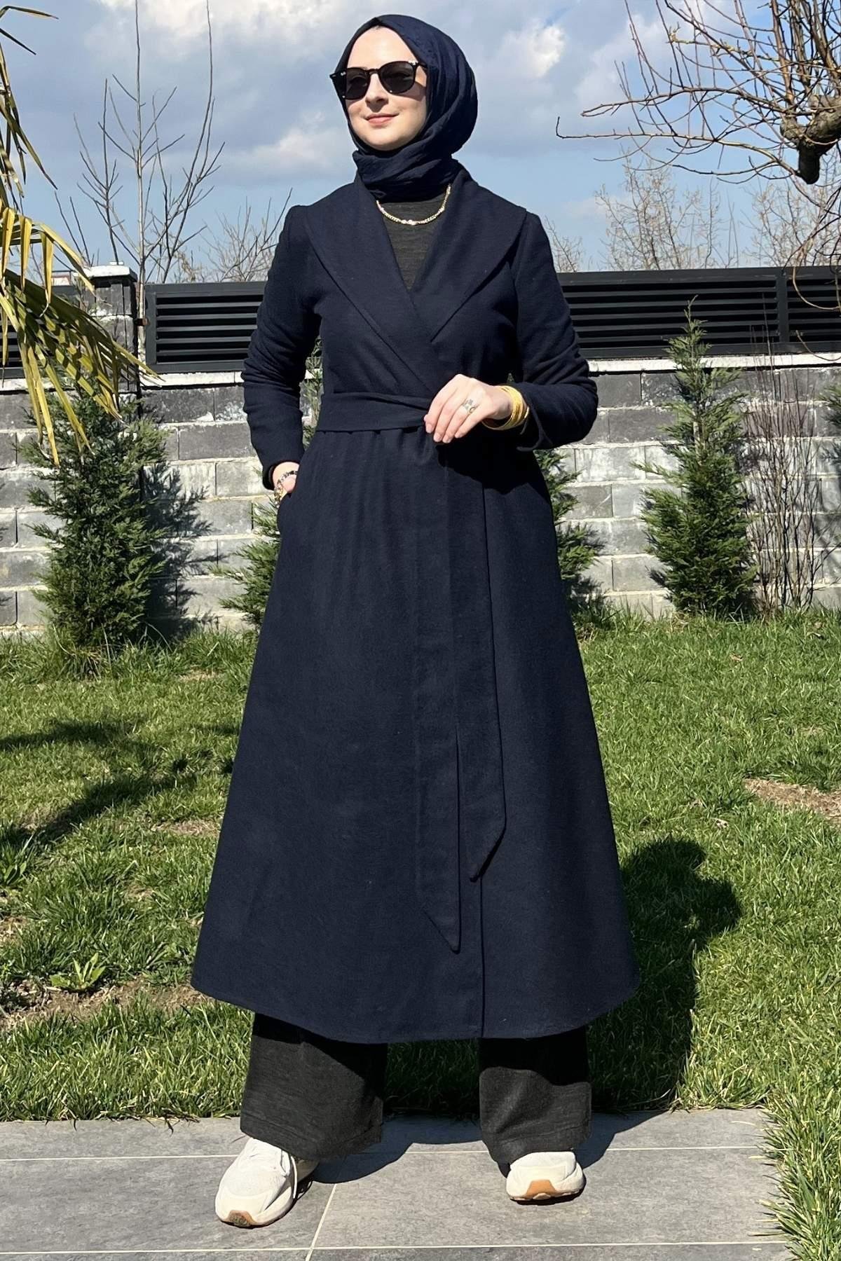 Selin Antrasit Kaşe Kaban | Rabia Şamlı | Tesettür Giyim, Elbise ve Kadın Giyim Modası