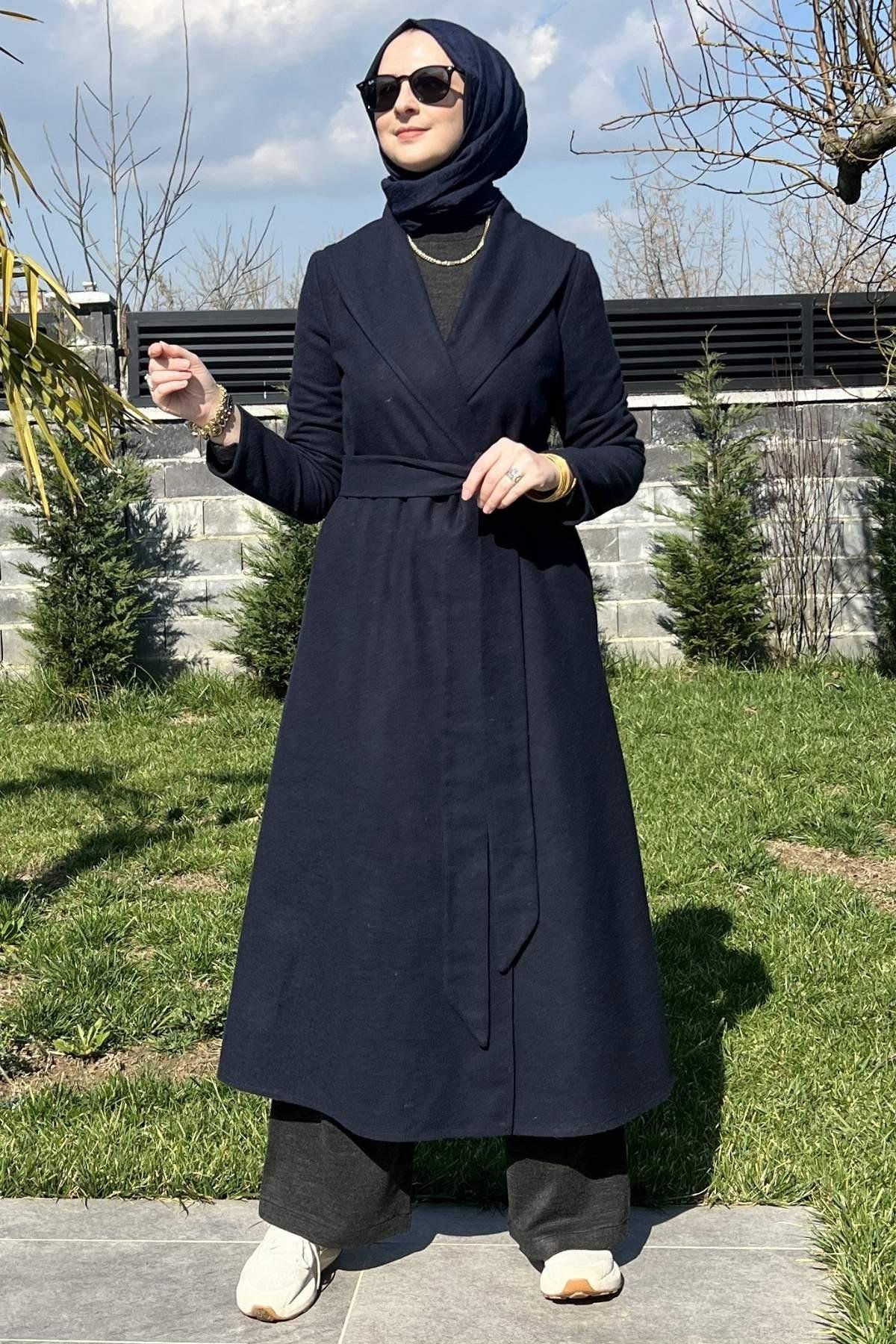 Selin Antrasit Kaşe Kaban | Rabia Şamlı | Tesettür Giyim, Elbise ve Kadın Giyim Modası