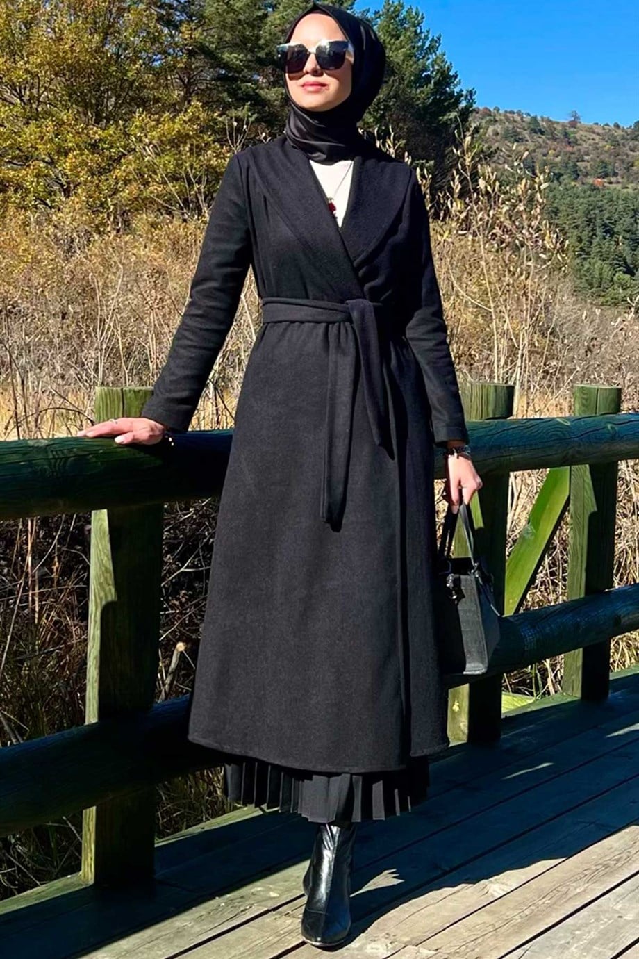 Selin Siyah Kaşe Kaban | KABAN