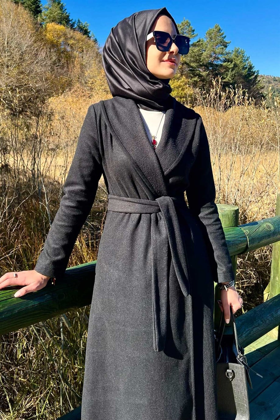 Selin Siyah Kaşe Kaban | KABAN