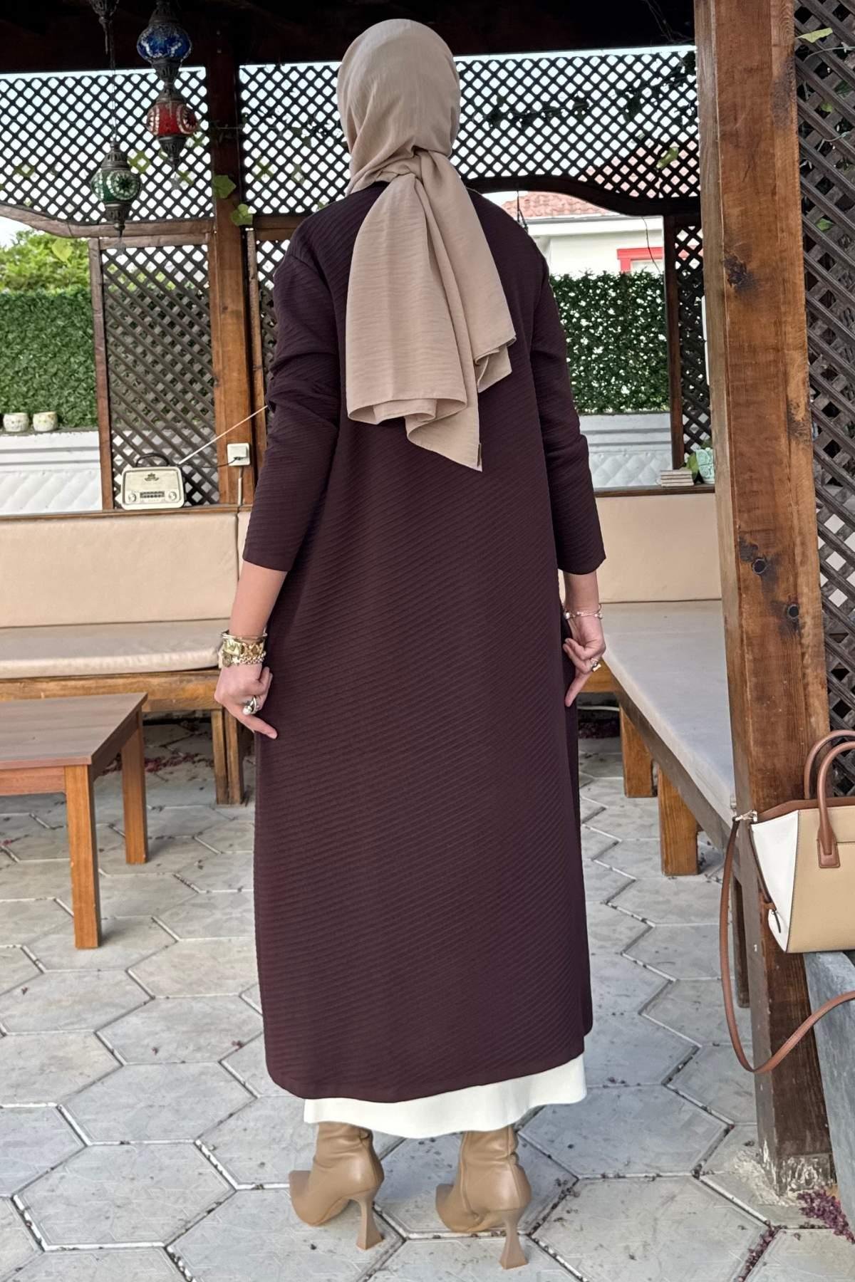 Sinem Çelik Örme Triko Hırka Sütlü Kahve | Rabia Şamlı | Tesettür Giyim, Elbise ve Kadın Giyim Modası