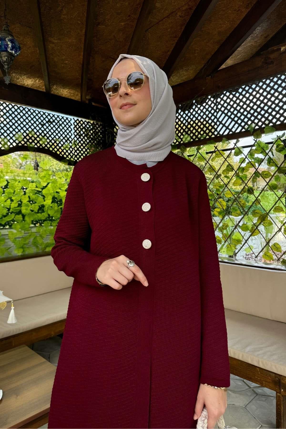 Manolya İndigo Triko Hırka | Rabia Şamlı | Tesettür Giyim, Elbise ve Kadın Giyim Modası