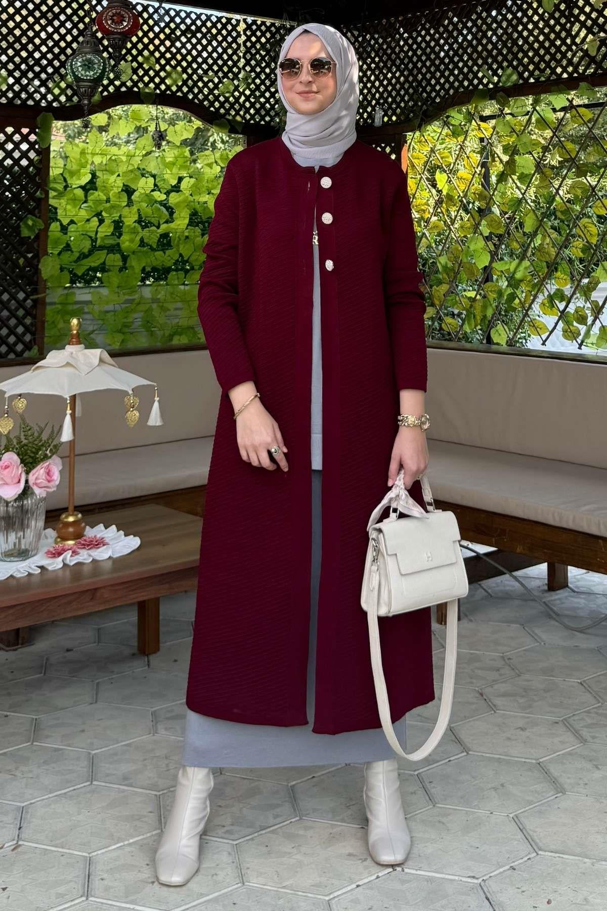 Manolya İndigo Triko Hırka | Rabia Şamlı | Tesettür Giyim, Elbise ve Kadın Giyim Modası