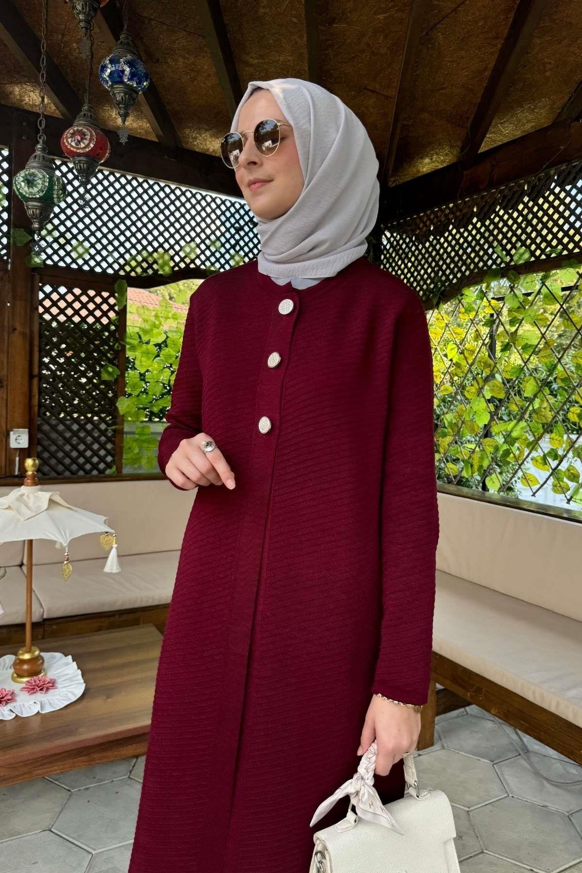 Manolya İndigo Triko Hırka | Rabia Şamlı | Tesettür Giyim, Elbise ve Kadın Giyim Modası