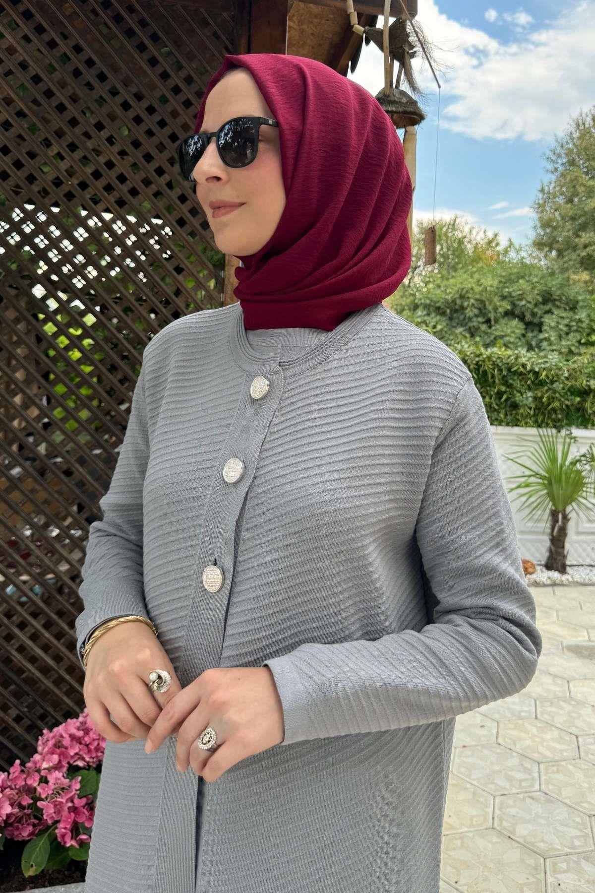 Manolya İndigo Triko Hırka | Rabia Şamlı | Tesettür Giyim, Elbise ve Kadın Giyim Modası