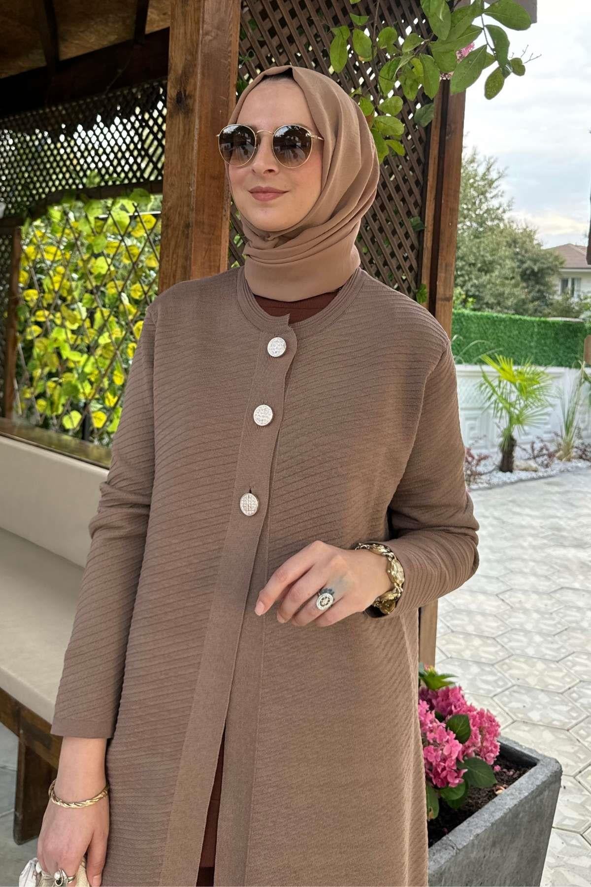 Manolya İndigo Triko Hırka | Rabia Şamlı | Tesettür Giyim, Elbise ve Kadın Giyim Modası