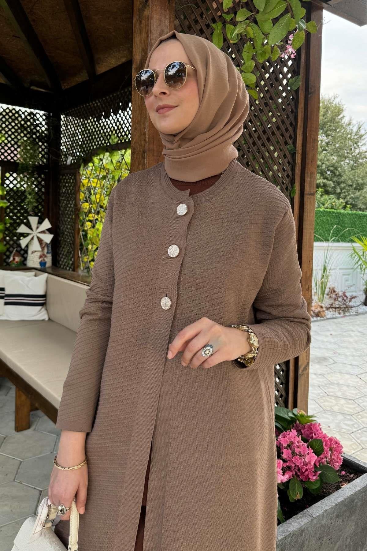 Manolya İndigo Triko Hırka | Rabia Şamlı | Tesettür Giyim, Elbise ve Kadın Giyim Modası