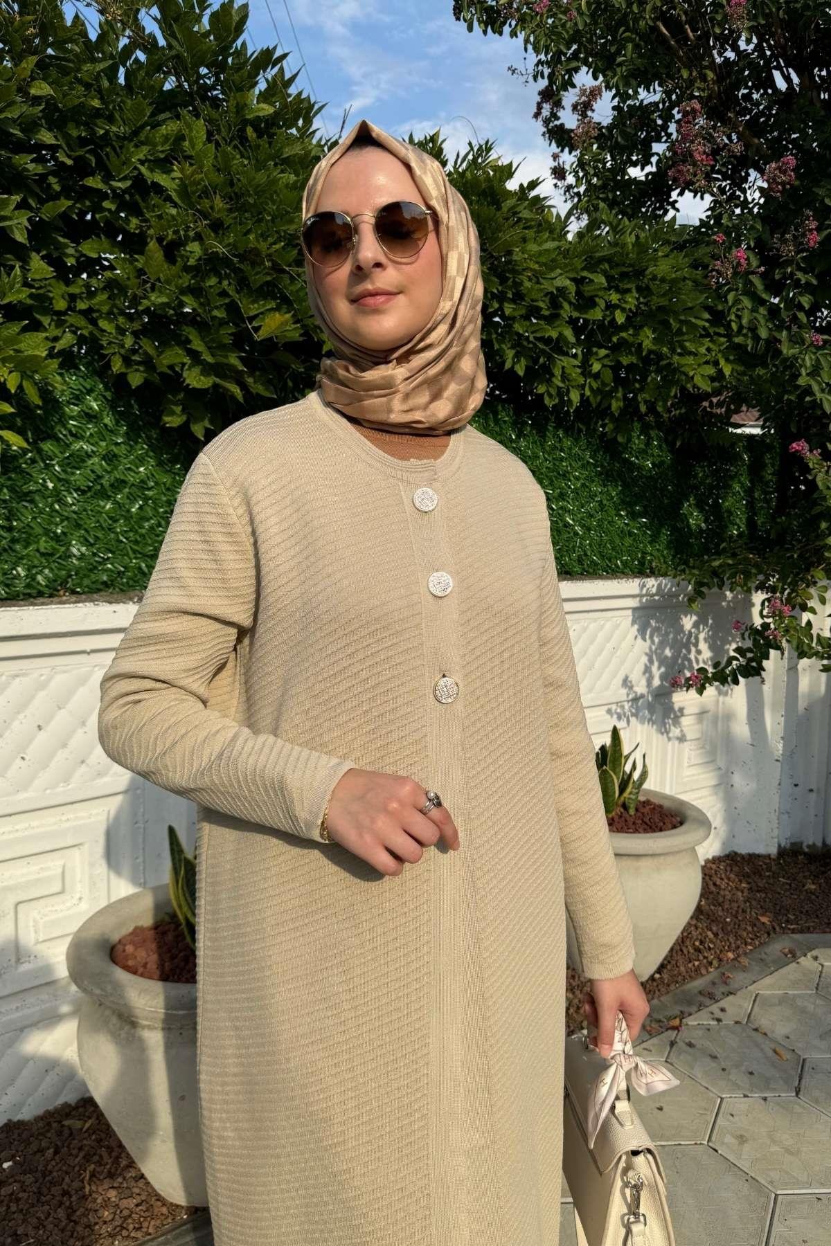 Manolya İndigo Triko Hırka | Rabia Şamlı | Tesettür Giyim, Elbise ve Kadın Giyim Modası