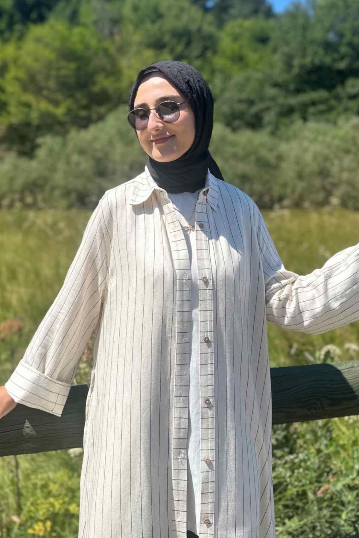 Siyah Çizgili Natural Kap | KAP
