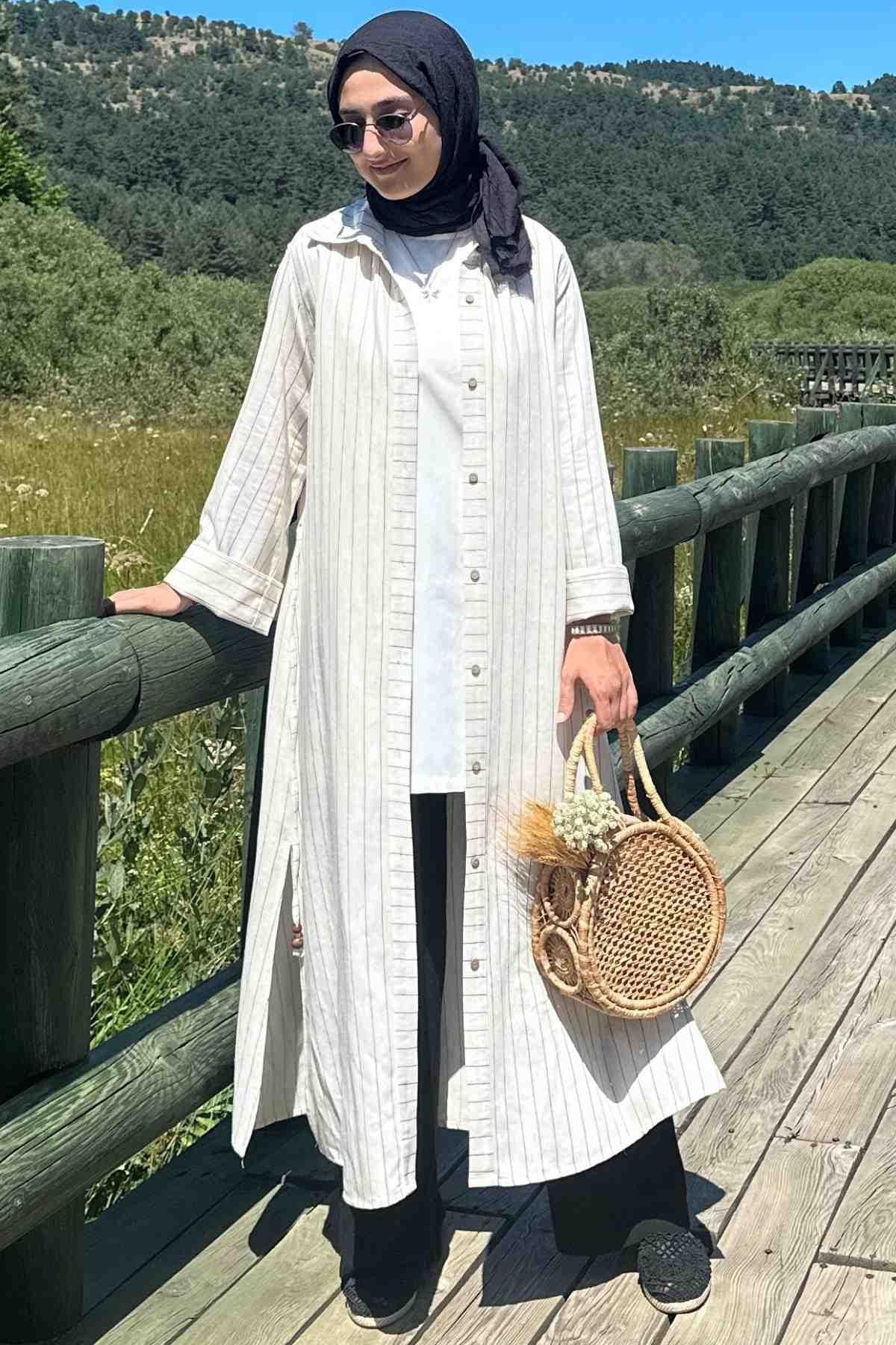 Siyah Çizgili Natural Kap | KAP