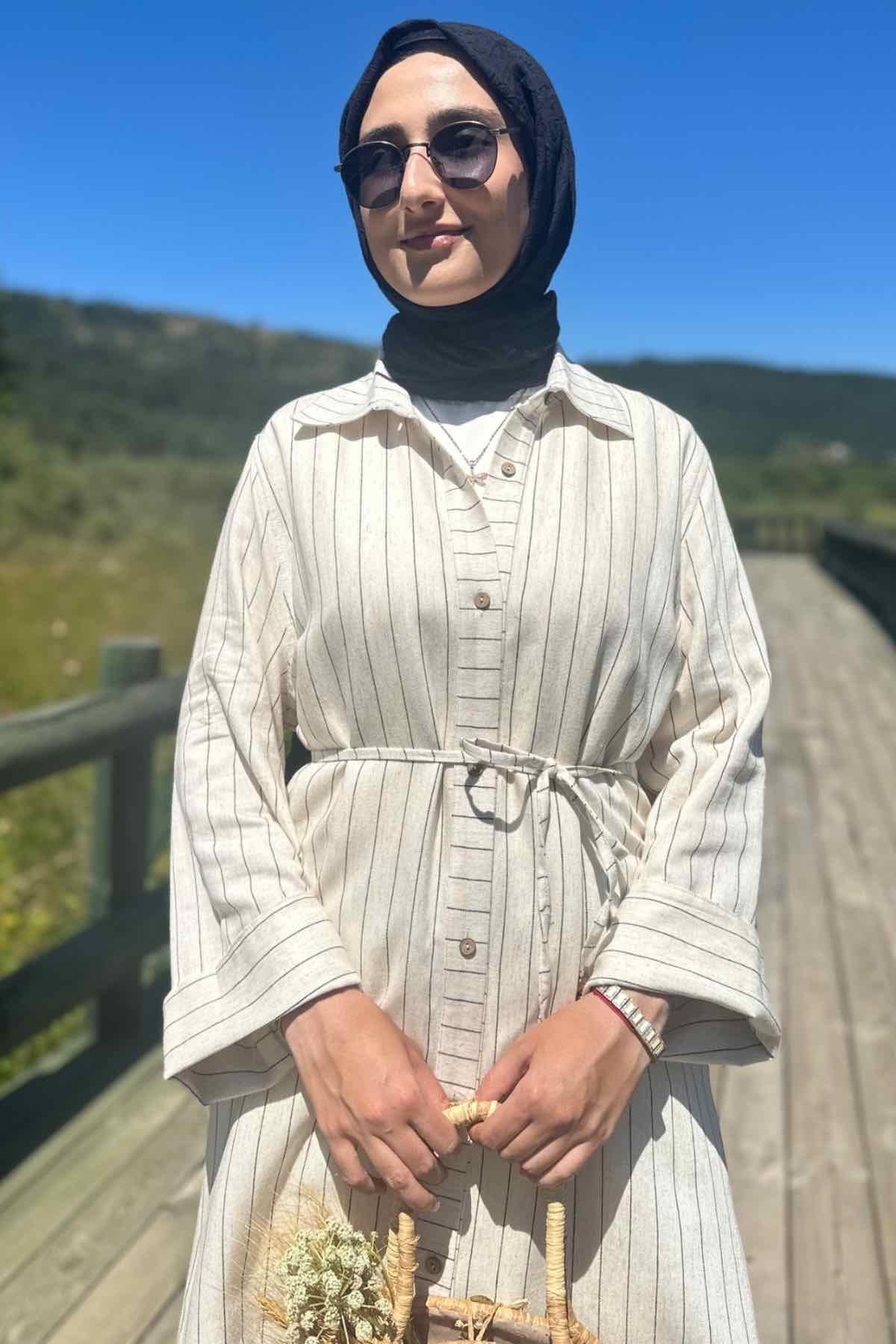 Siyah Çizgili Natural Kap | KAP