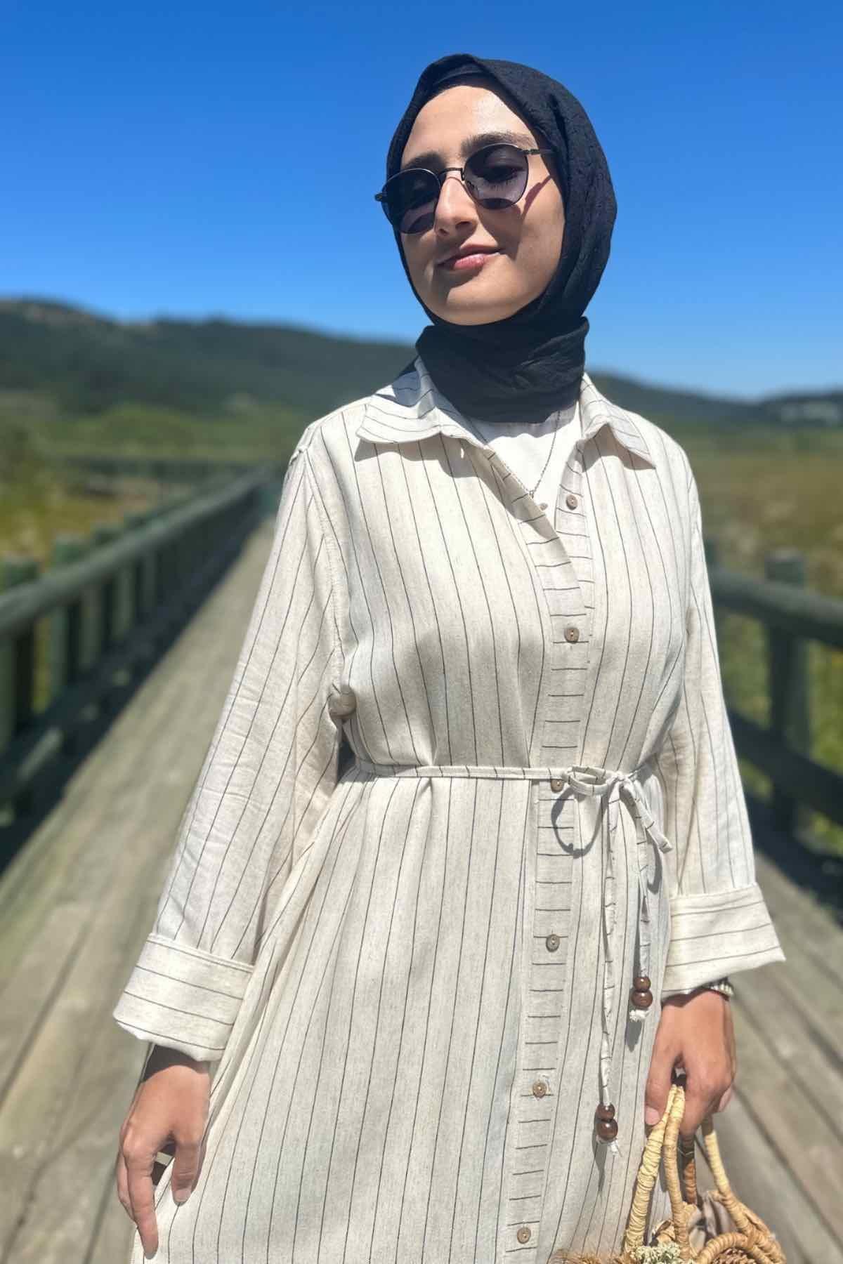 Siyah Çizgili Natural Kap | KAP