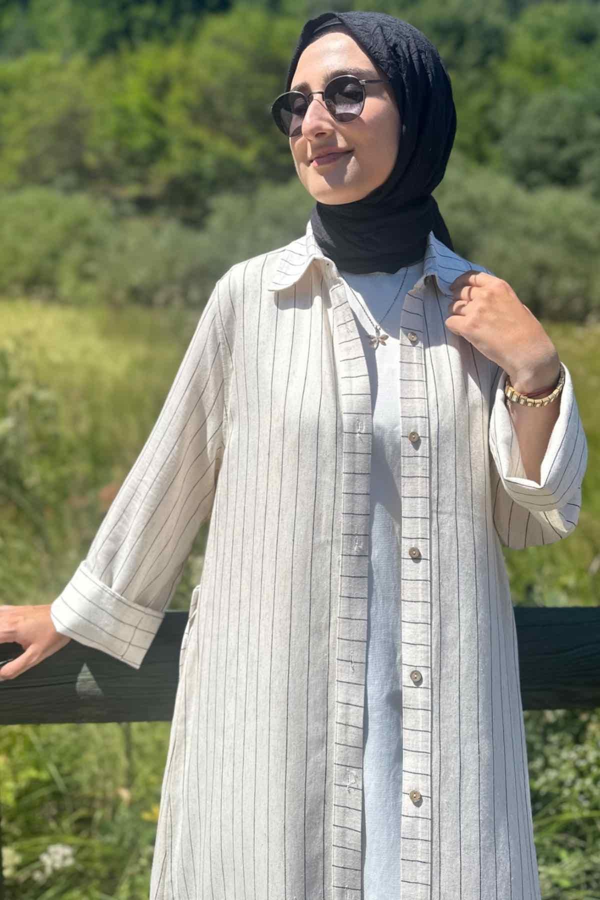 Siyah Çizgili Natural Kap | KAP