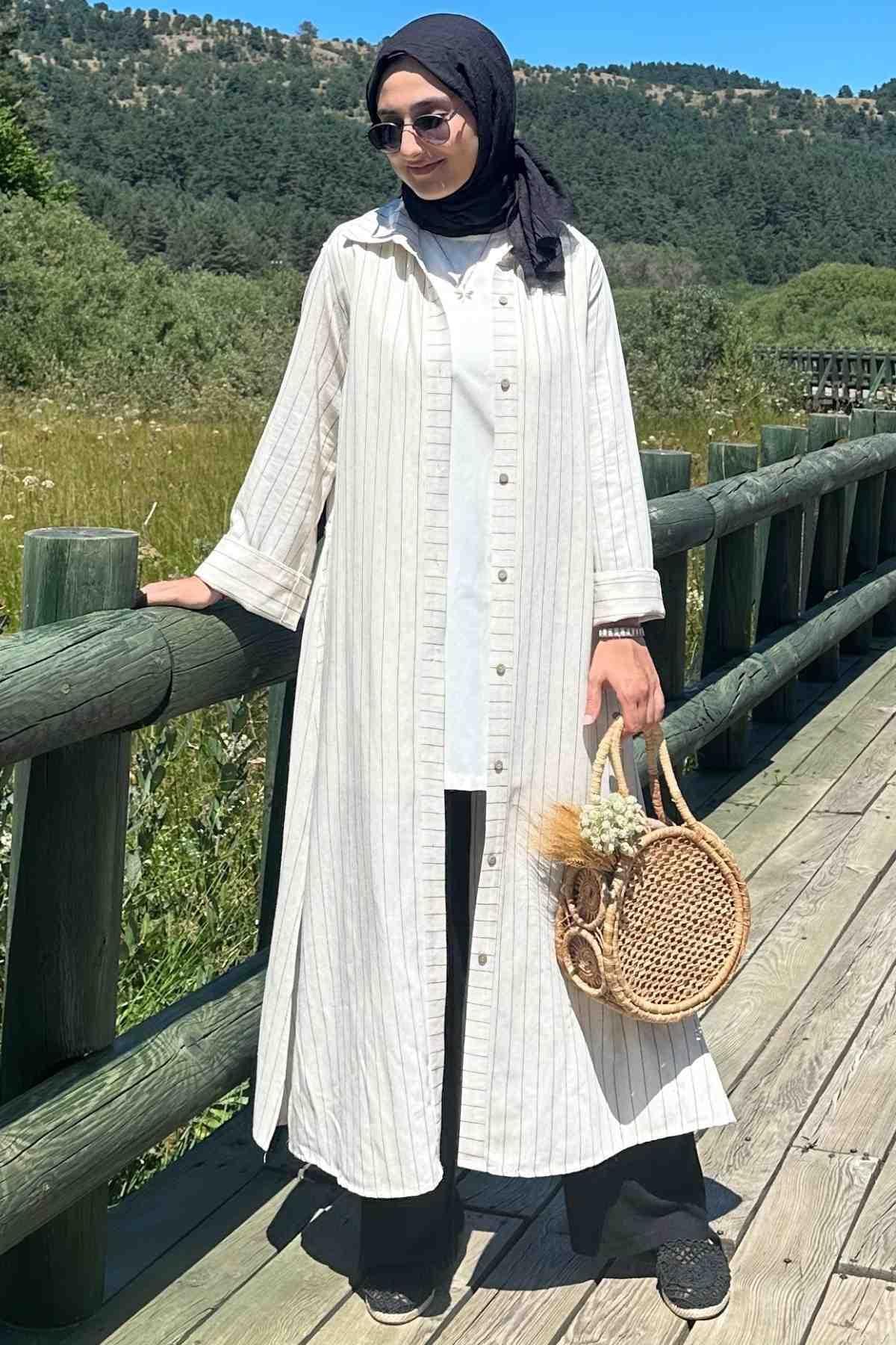 Siyah Çizgili Natural Kap | KAP
