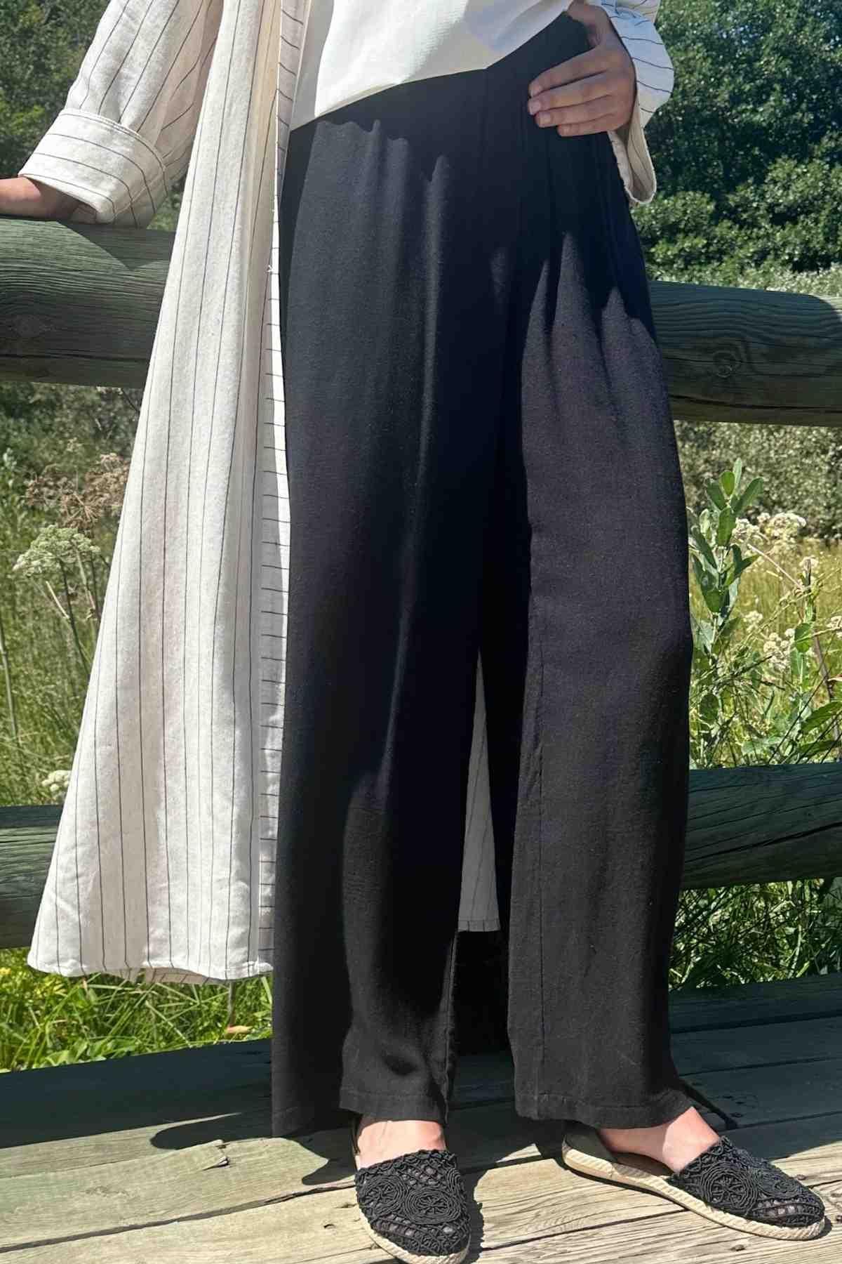 Siyah Keten Pantolon | PANTOLON