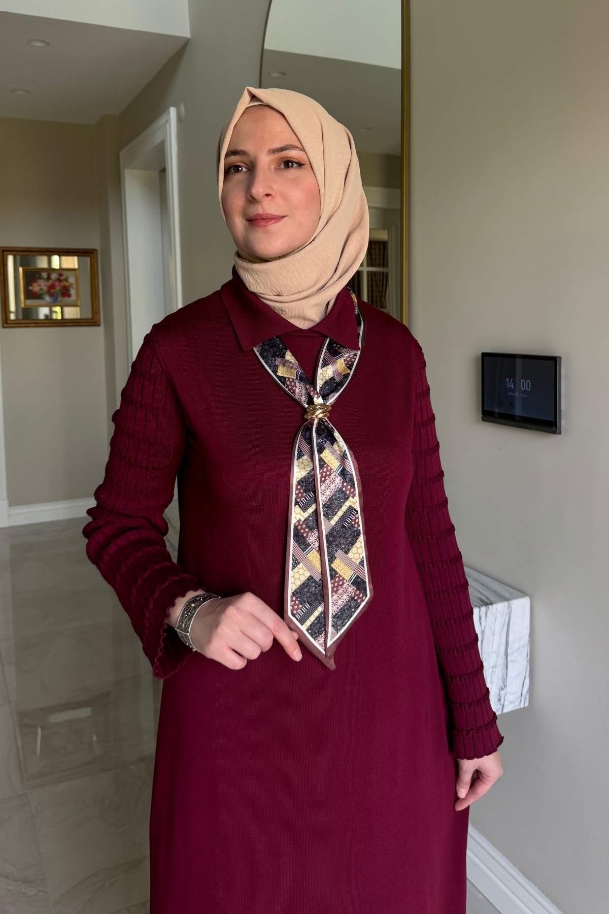 Hazan Triko Elbise Sütlü Kahve | Rabia Şamlı | Tesettür Giyim, Elbise ve Kadın Giyim Modası