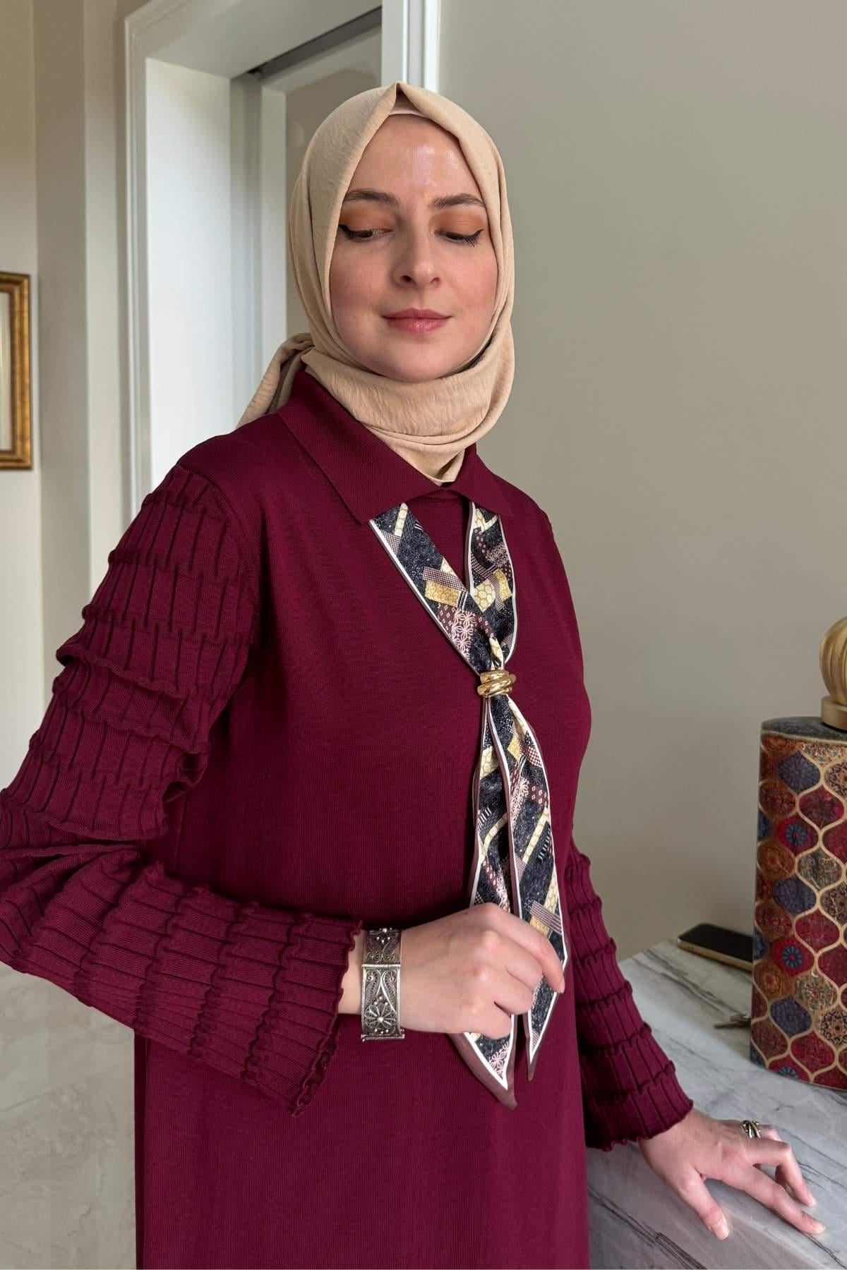 Hazan Triko Elbise Sütlü Kahve | Rabia Şamlı | Tesettür Giyim, Elbise ve Kadın Giyim Modası