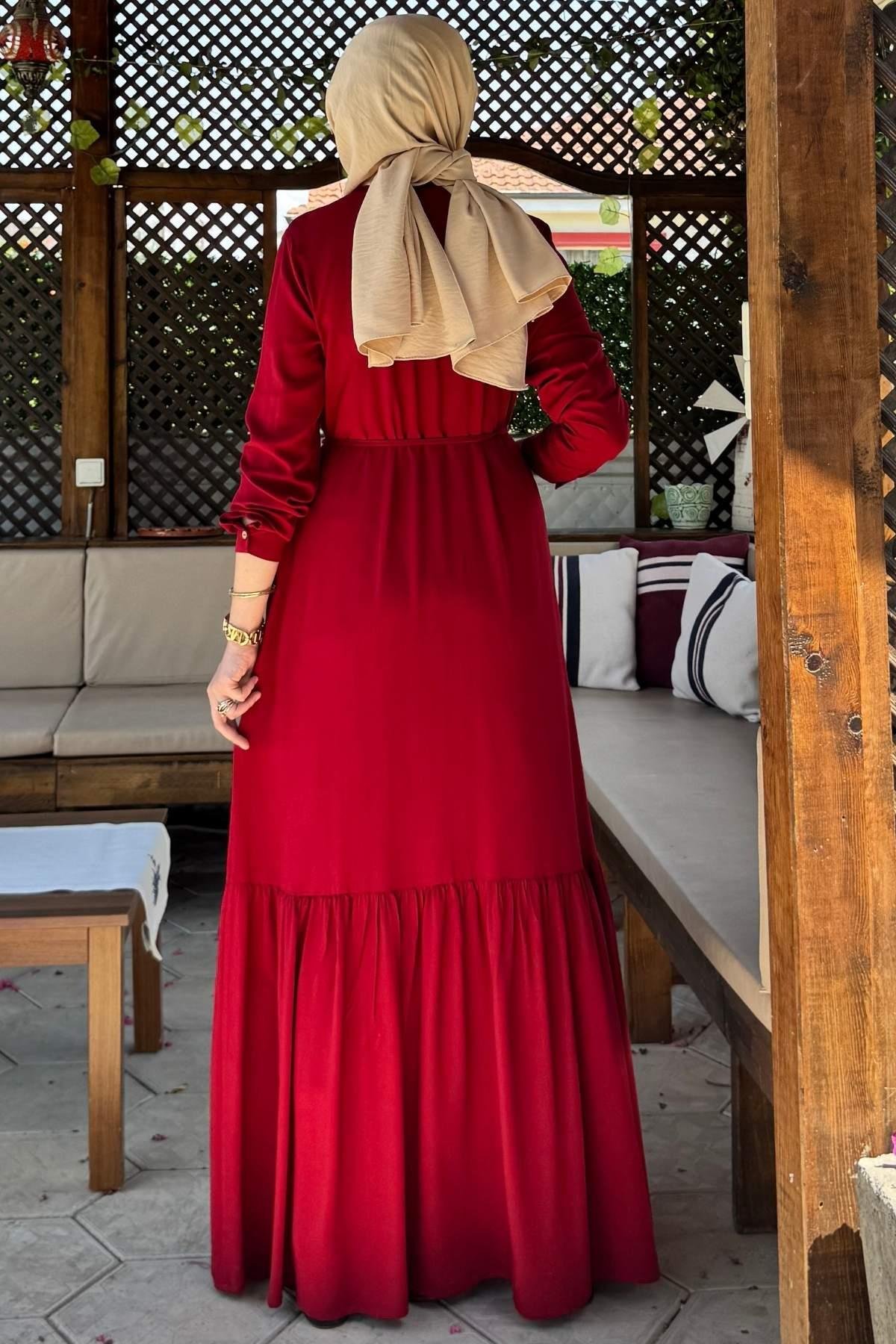 Süreyya Çizgili Gömlek Elbise İndigo | Rabia Şamlı | Tesettür Giyim, Elbise ve Kadın Giyim Modası