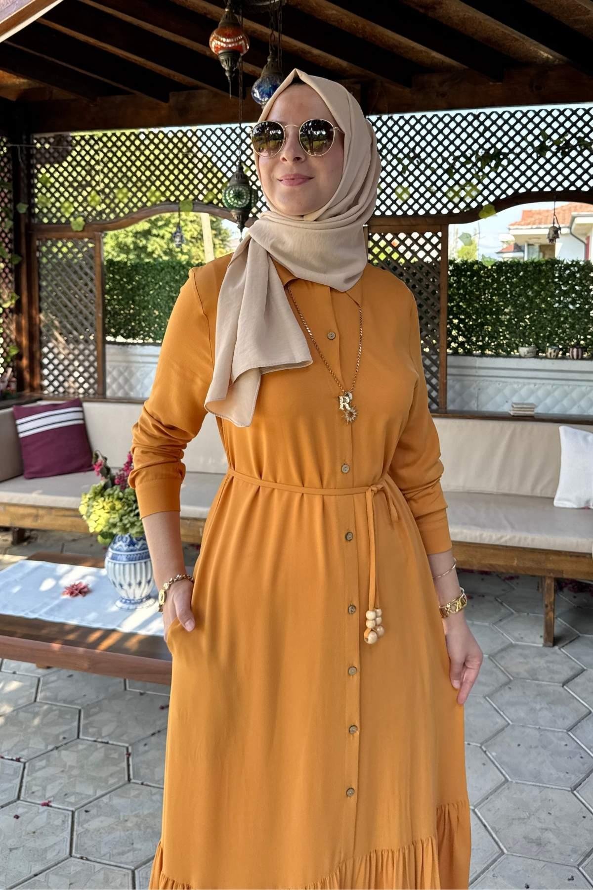 Süreyya Gömlek Elbise Kırmızı | Rabia Şamlı | Tesettür Giyim, Elbise ve Kadın Giyim Modası