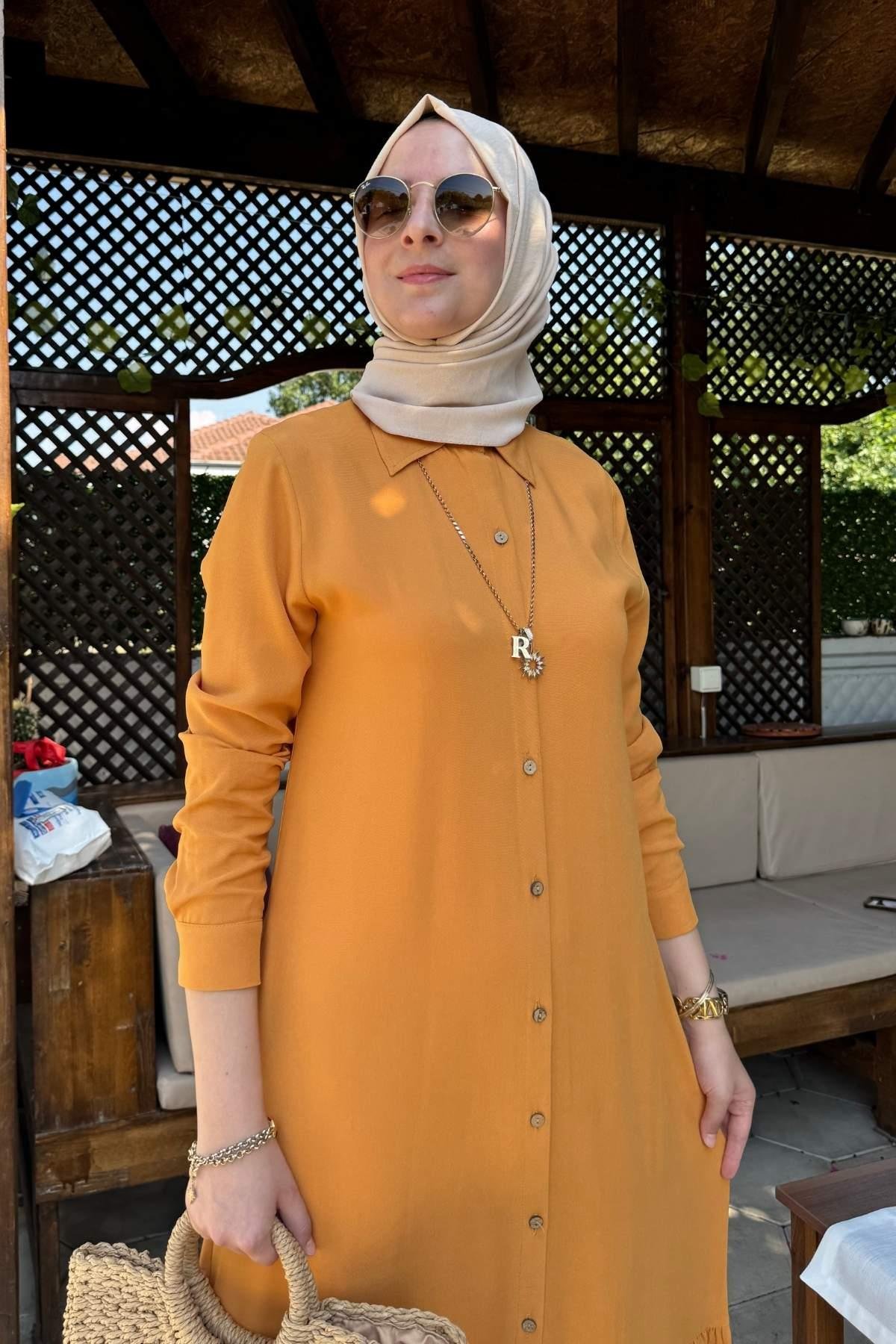 Süreyya Gömlek Elbise Kırmızı | Rabia Şamlı | Tesettür Giyim, Elbise ve Kadın Giyim Modası