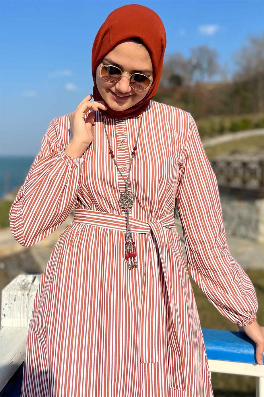 Tarçın Çizgili Tunik | TUNİK