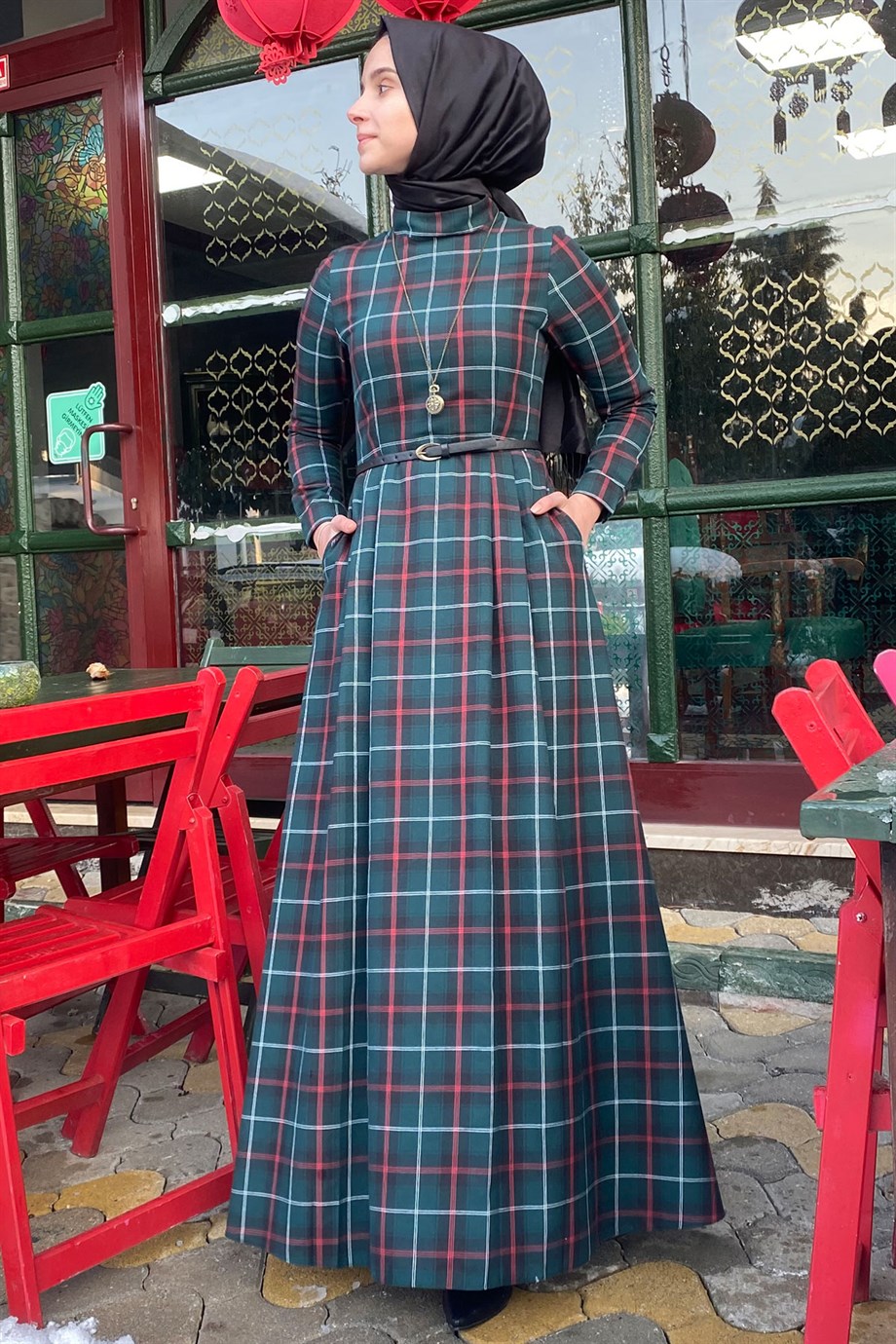Vintage Ekose Elbise