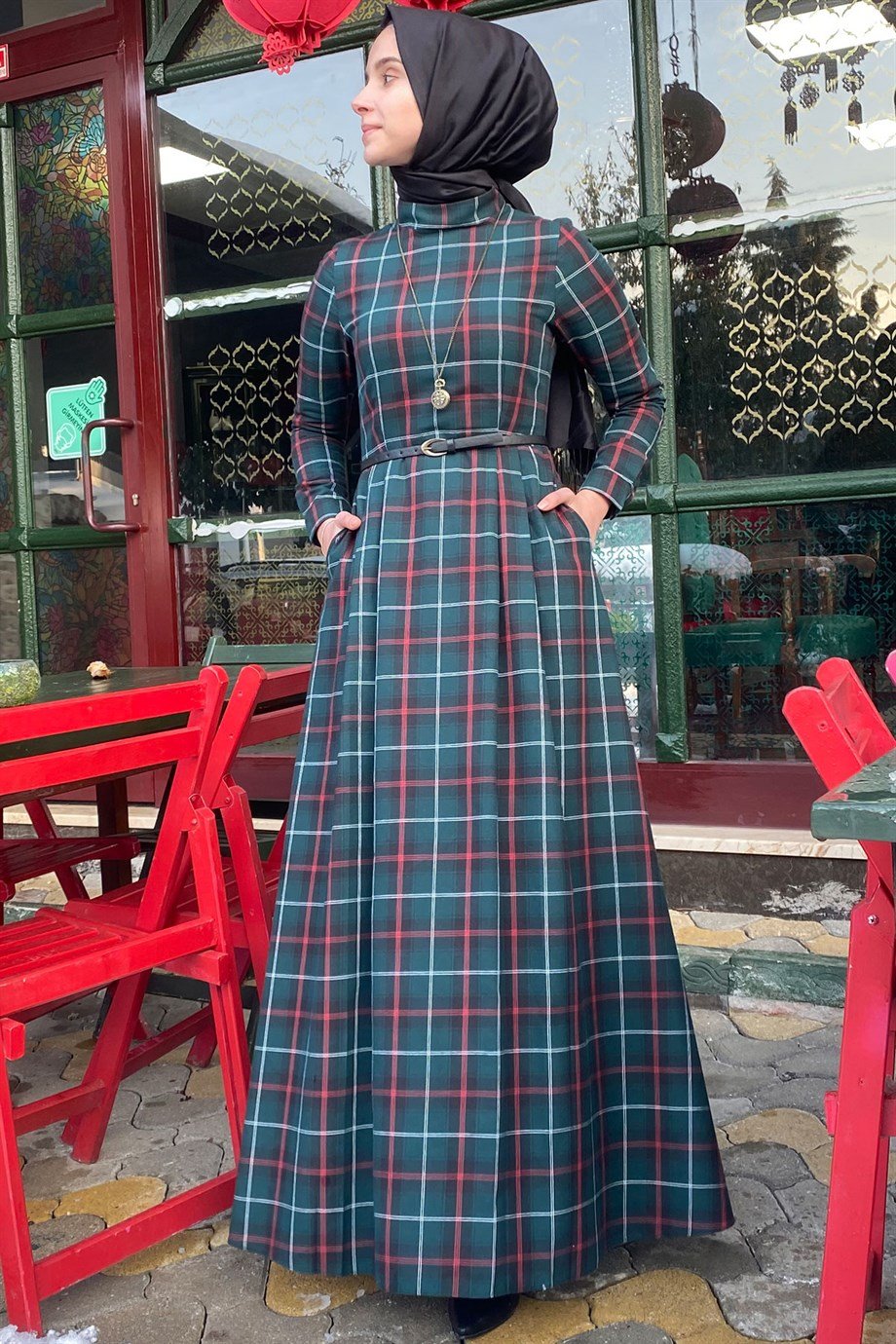 Vintage Ekose Elbise