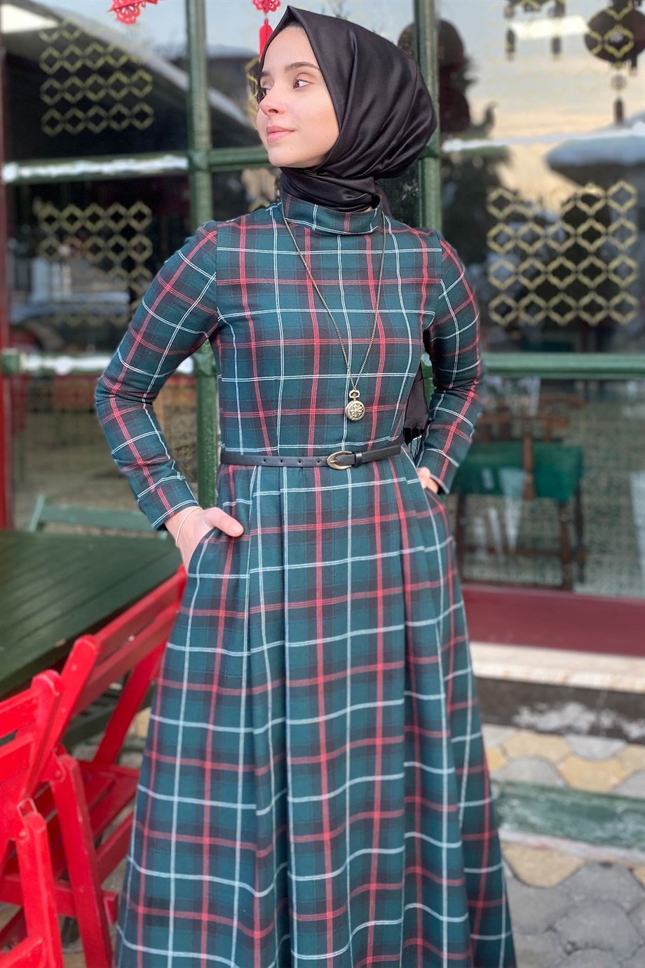 Vintage Ekose Elbise