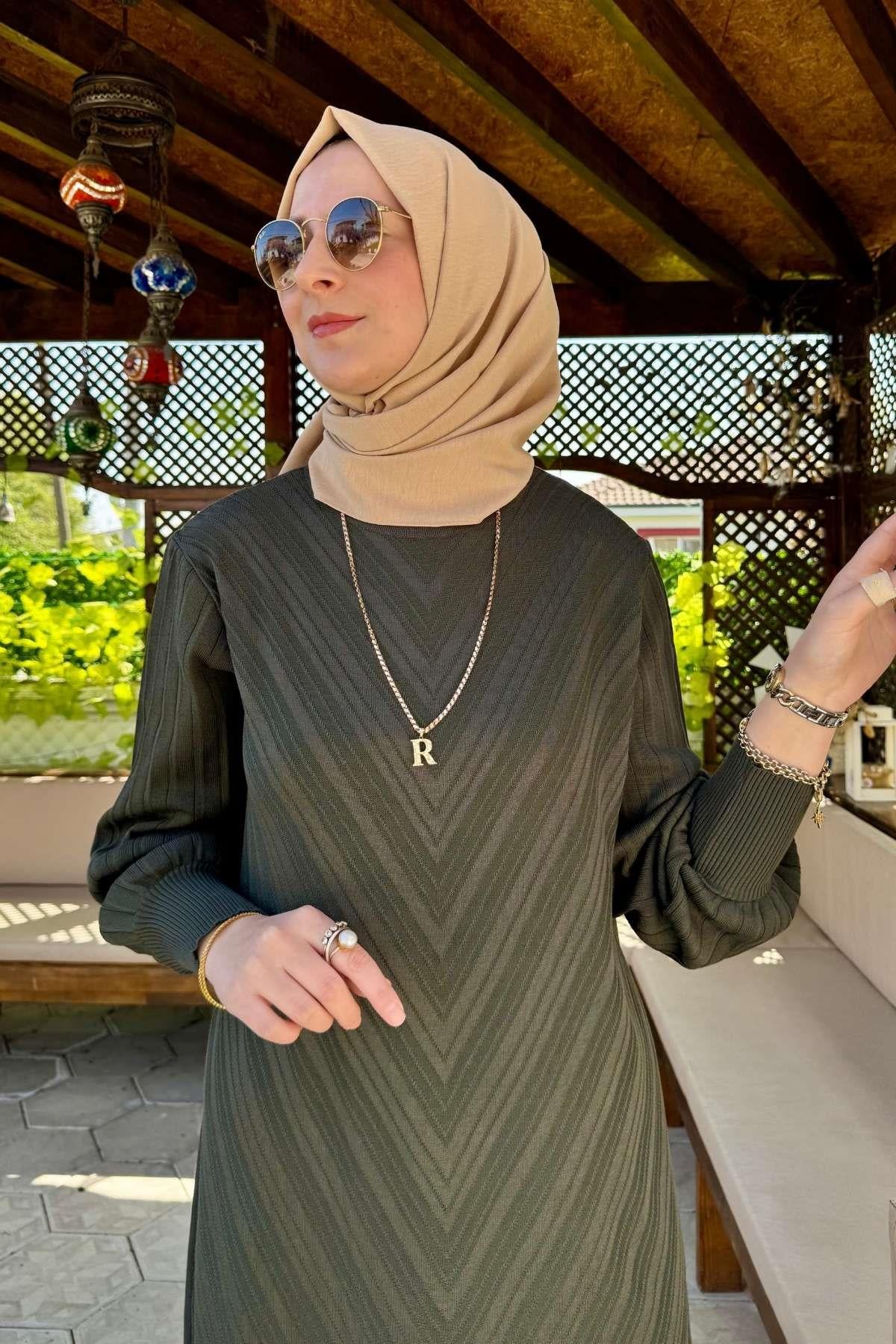 Yağmur Triko Elbise Gri | Rabia Şamlı | Tesettür Giyim, Elbise ve Kadın Giyim Modası