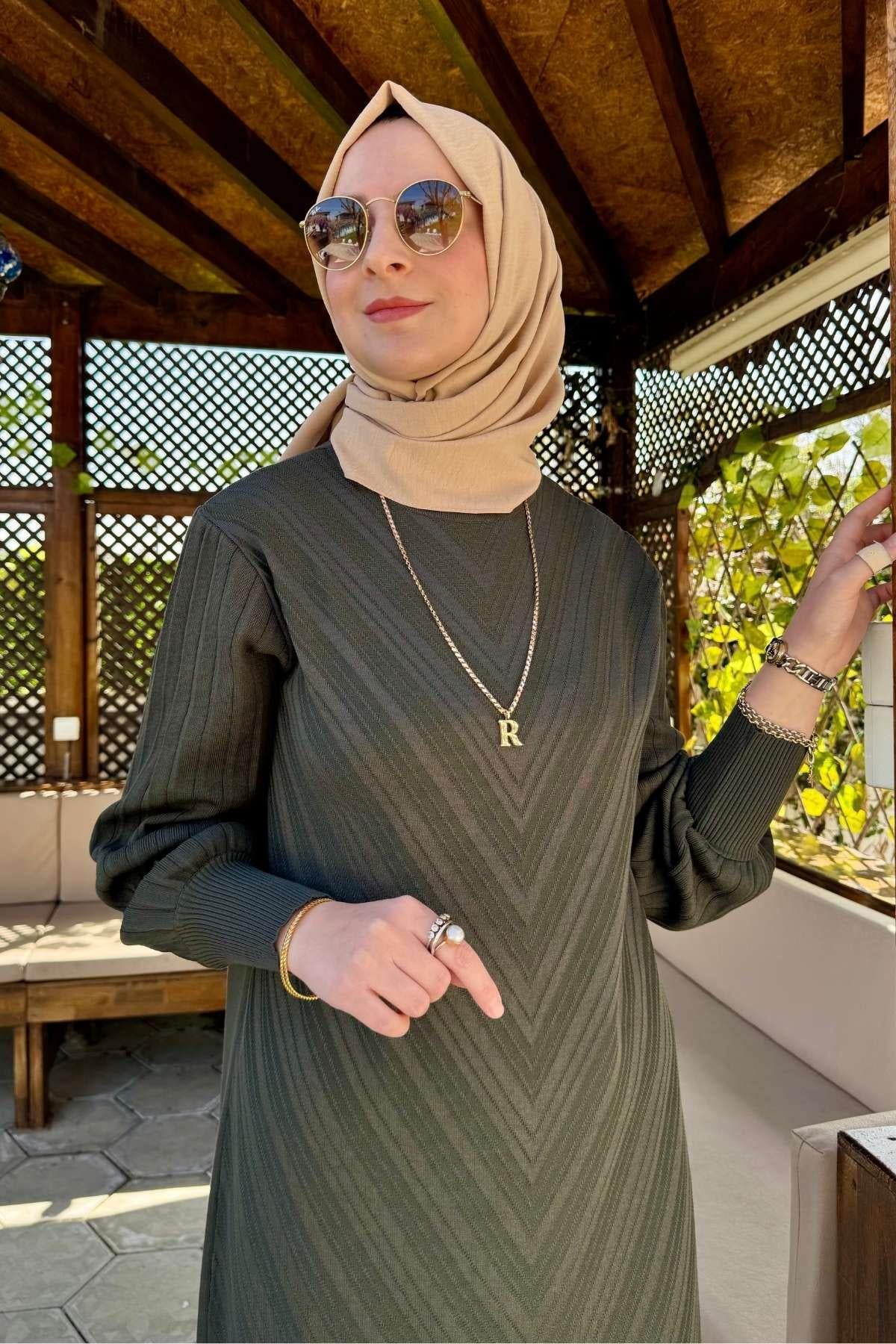 Yağmur Triko Elbise Gri | Rabia Şamlı | Tesettür Giyim, Elbise ve Kadın Giyim Modası