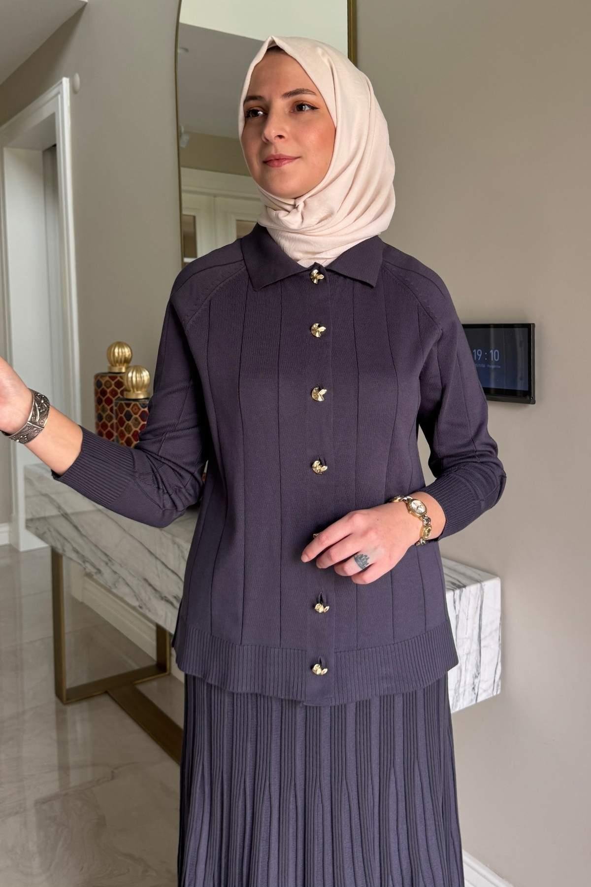 Melis Çelik Örme Triko Takım Sütlü Kahve | Rabia Şamlı | Tesettür Giyim, Elbise ve Kadın Giyim Modası