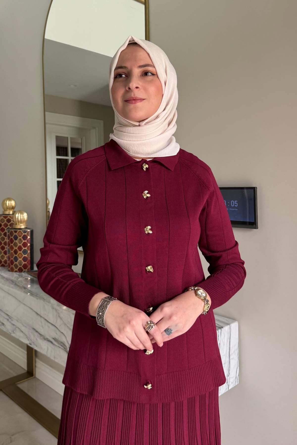 Melis Çelik Örme Triko Takım Sütlü Kahve | Rabia Şamlı | Tesettür Giyim, Elbise ve Kadın Giyim Modası