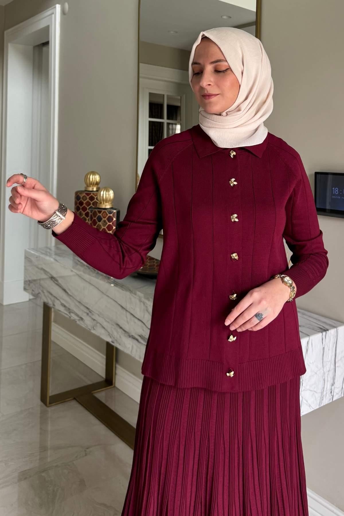 Melis Çelik Örme Triko Takım Sütlü Kahve | Rabia Şamlı | Tesettür Giyim, Elbise ve Kadın Giyim Modası