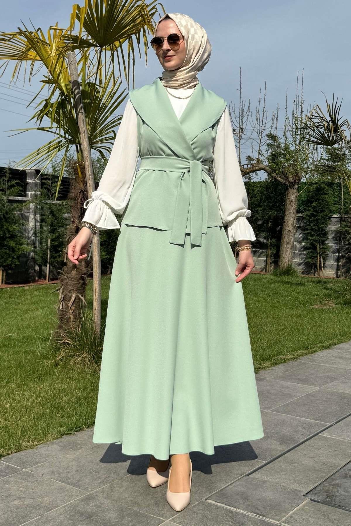 Azize Etek Yelek Takım Kahverengi - Rabia Şamlı | Tesettür Giyim, Elbise ve Kadın Giyim Modası