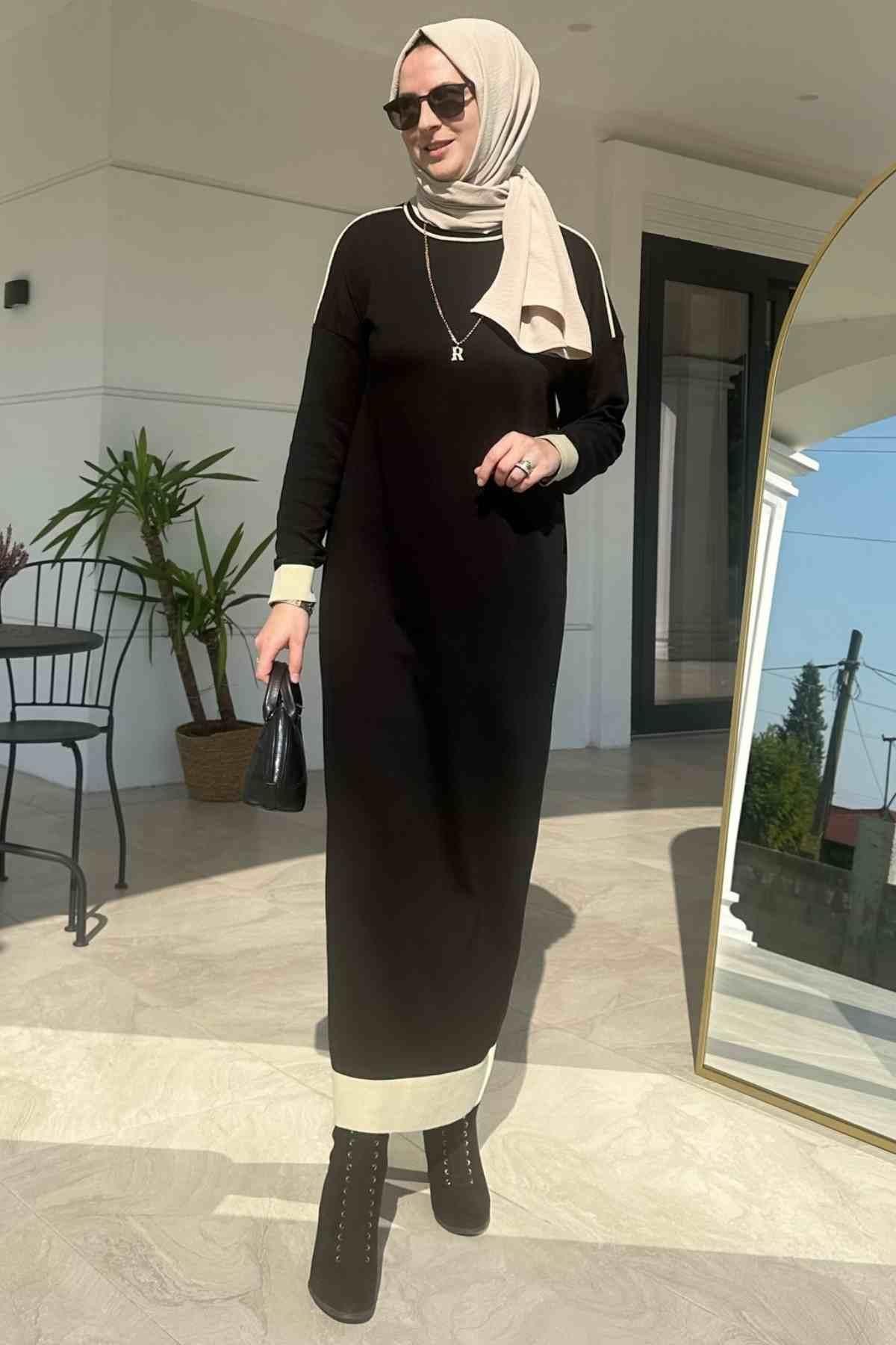 Yeşil Çizgili Müslin Kap | Rabia Şamlı | Tesettür Giyim, Elbise ve Kadın Giyim Modası