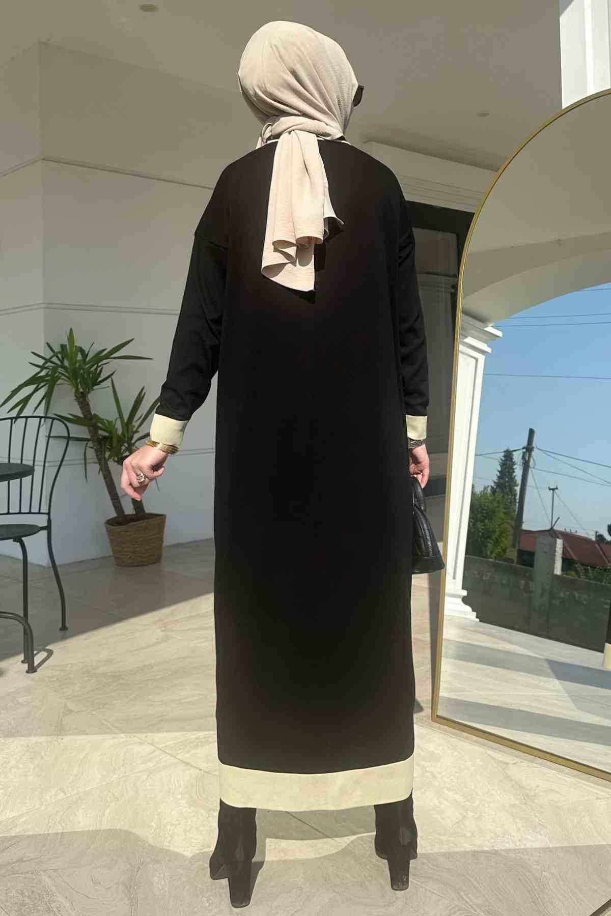 Yeşil Çizgili Müslin Kap | Rabia Şamlı | Tesettür Giyim, Elbise ve Kadın Giyim Modası