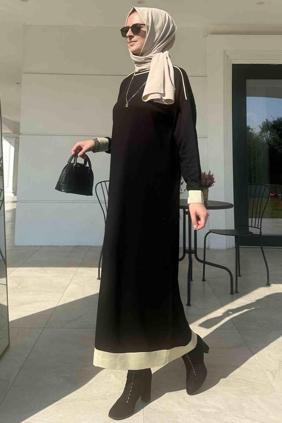 Yeşil Çizgili Müslin Kap | Rabia Şamlı | Tesettür Giyim, Elbise ve Kadın Giyim Modası
