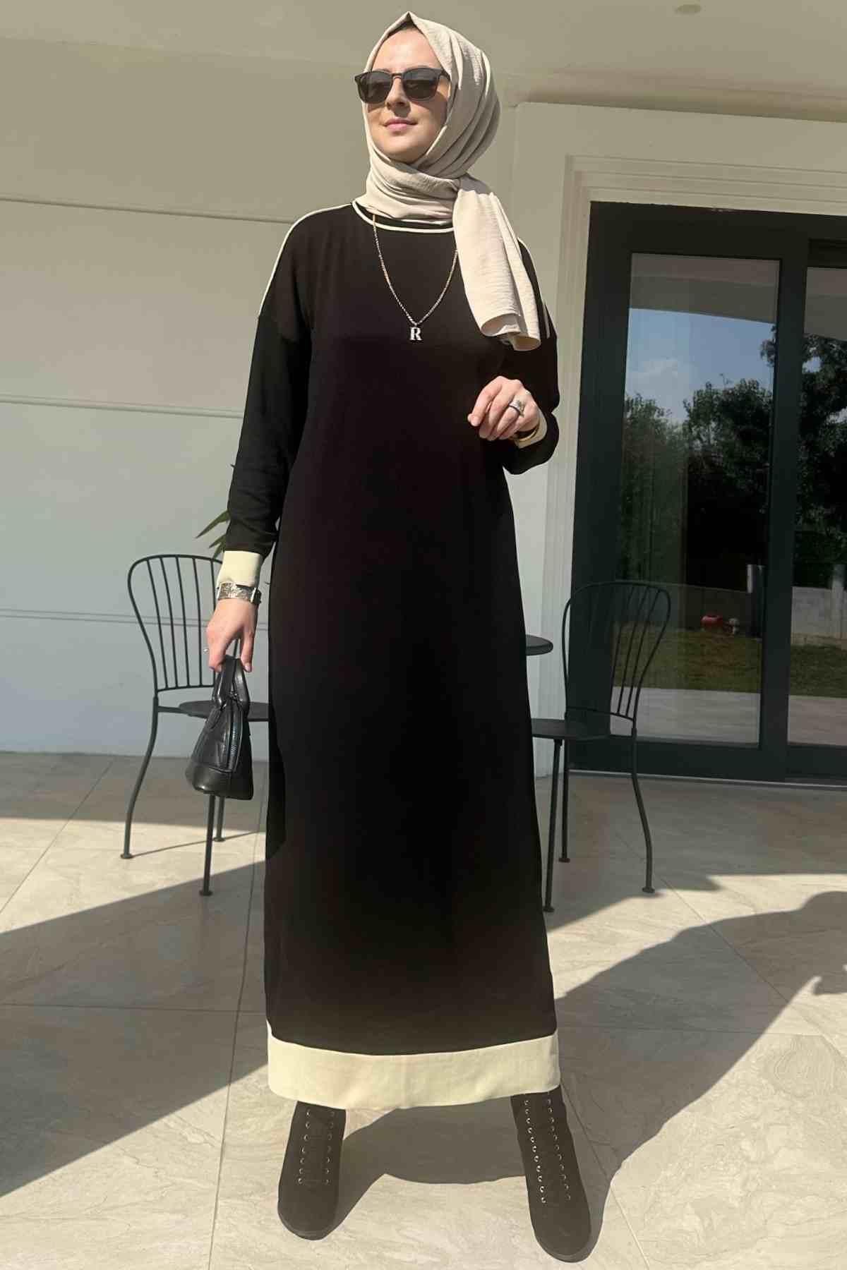 Yeşil Çizgili Müslin Kap | Rabia Şamlı | Tesettür Giyim, Elbise ve Kadın Giyim Modası