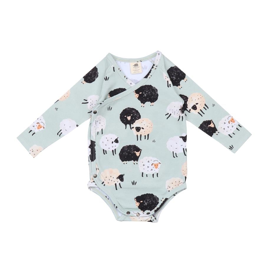 WalkiddyBodyKuzu Desenli Organik Bebek Yandan Çıtçıtlı Body