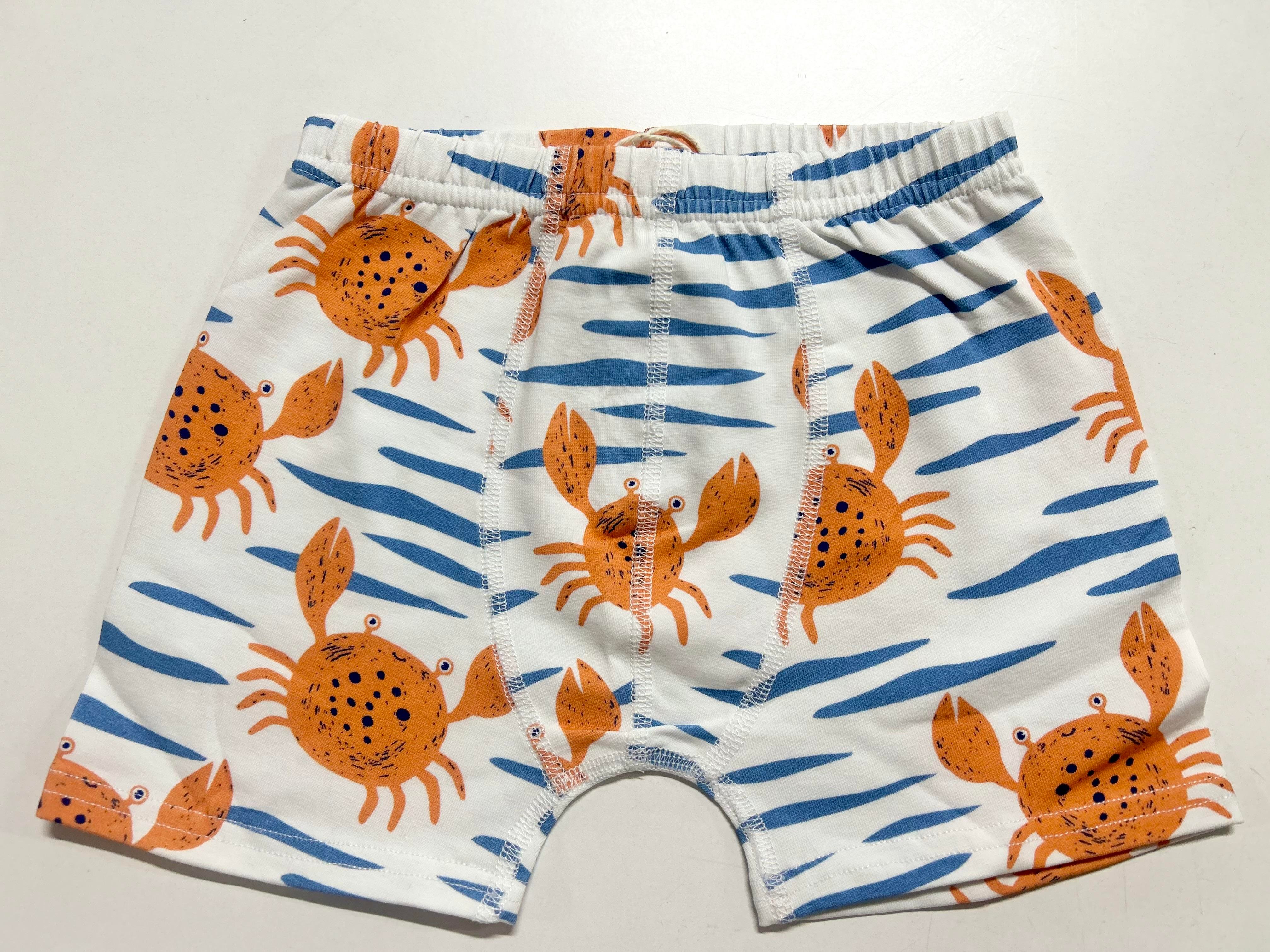 WalkiddyBoxerYengeç Desenli Organik Çocuk Boxer