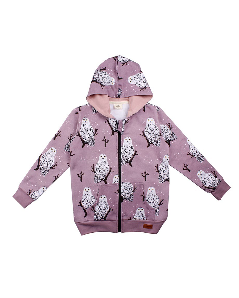 WalkiddyCeketBaykuş Desenli Dijital Baskılı Organik Bebek Sweat Ceket