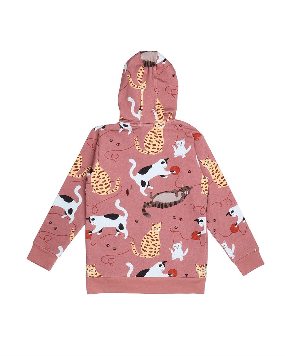WalkiddyCeketKedi Desenli Dijital Baskılı Organik Bebek Sweat Ceket