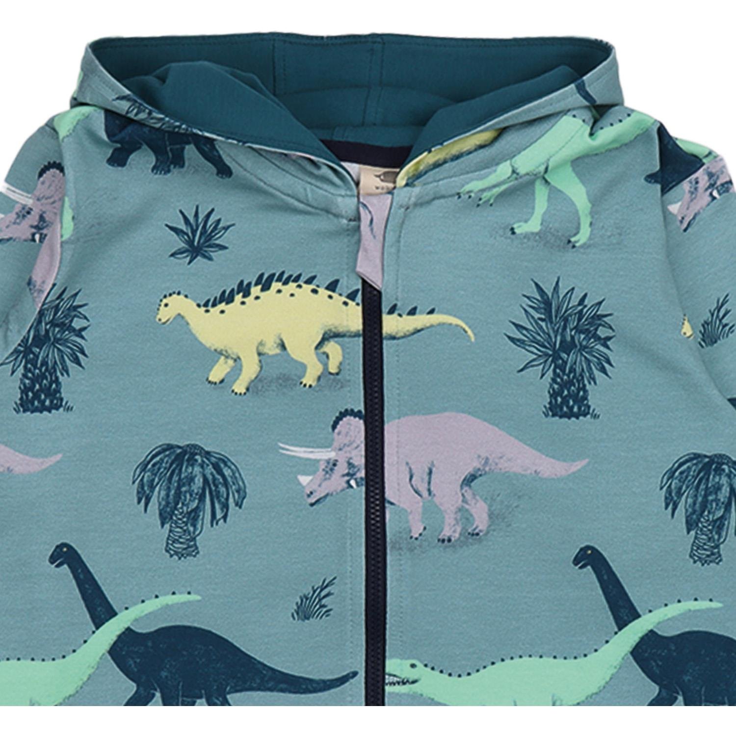 WalkiddyCeketKoşan Dinozor Desenli Organik Bebek Sweat Ceket