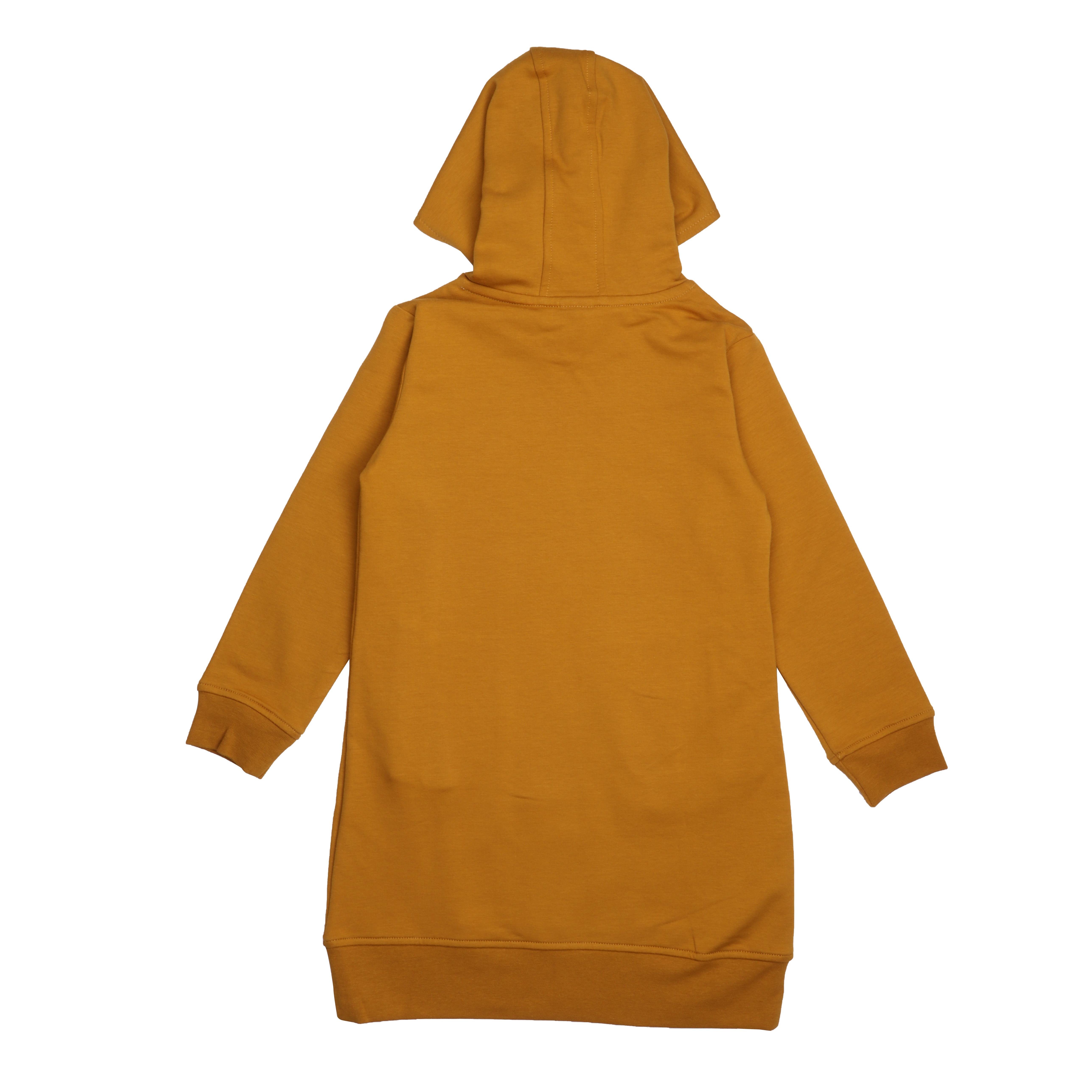 WalkiddyElbiseHardal Kapüşonlu Organik Çocuk  Sweat Elbise