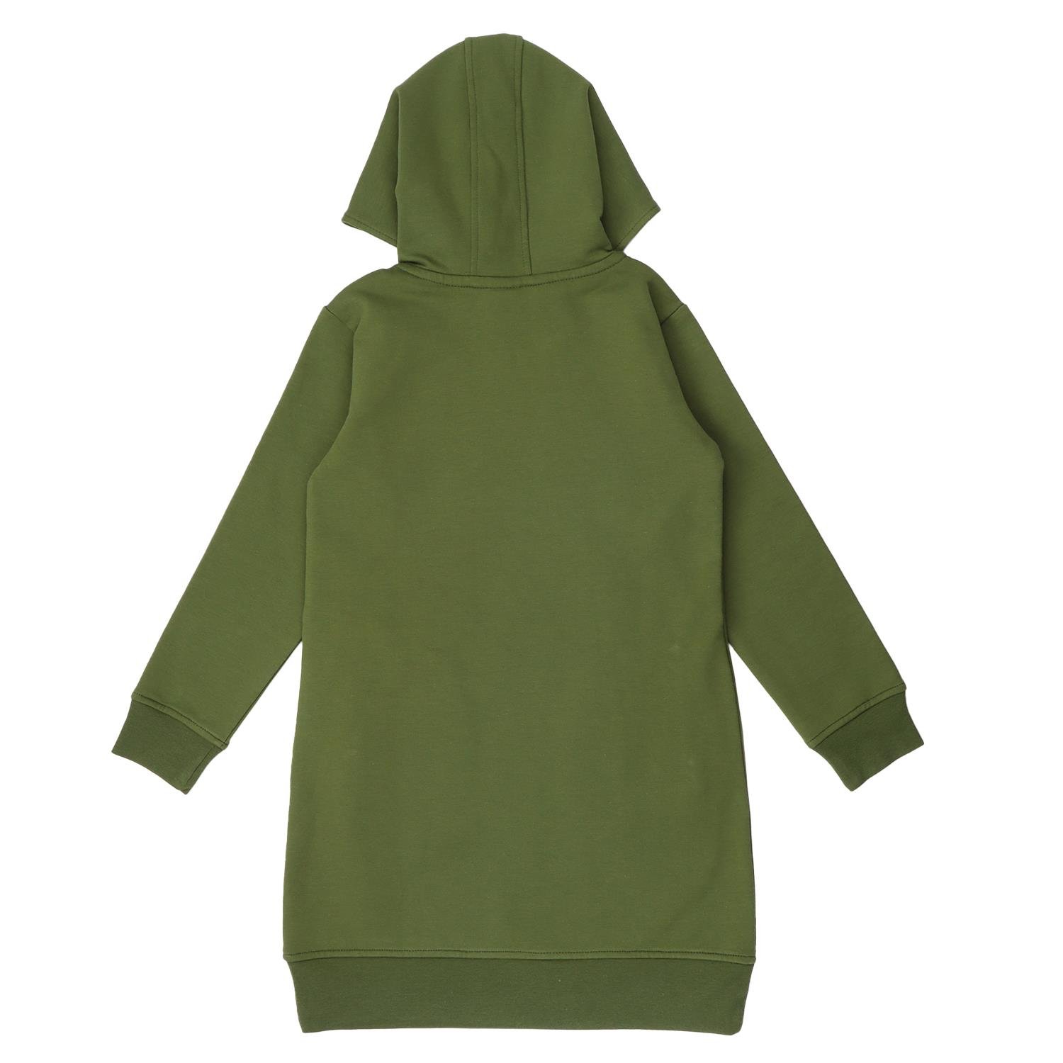 WalkiddyElbiseYeşil Kapüşonlu Organik Çocuk Sweat Elbise