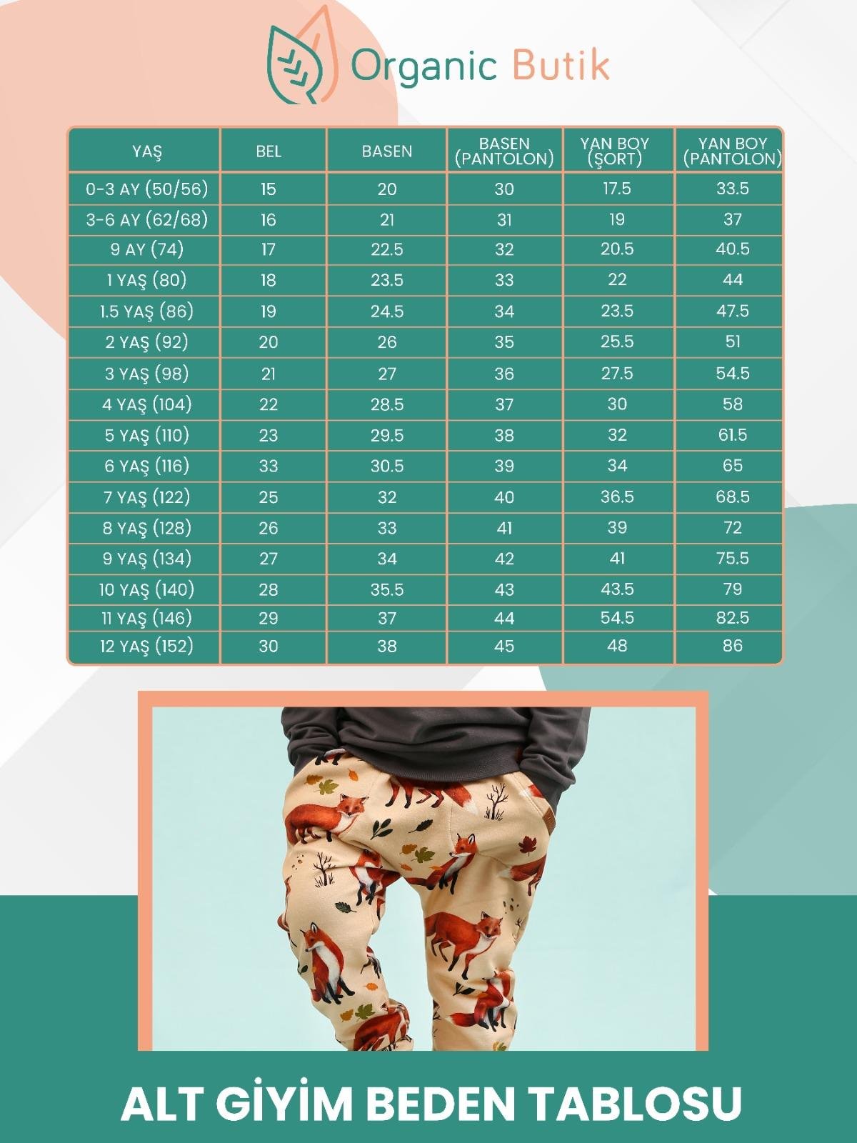 WalkiddyPantolonCeylan Desenli Organik Bebek Şalvar Pantolon