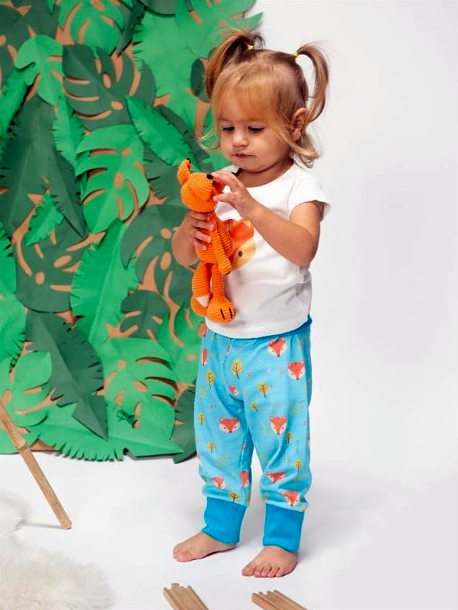 WalkiddyPantolonTilki Desenli Organik İnterlok Pantolon