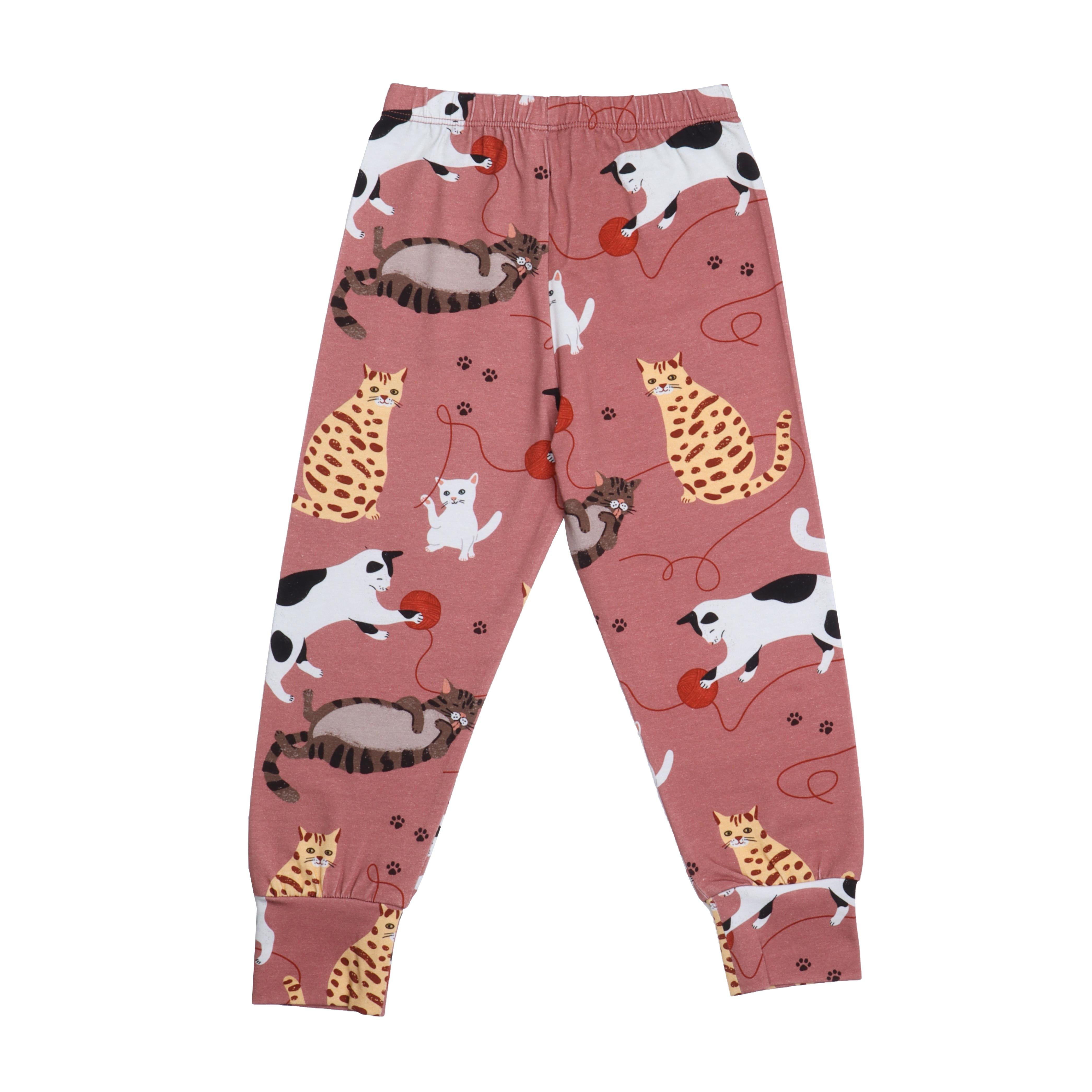 WalkiddyPijamaKedi Desenli Organik Çocuk Pijama Takımı